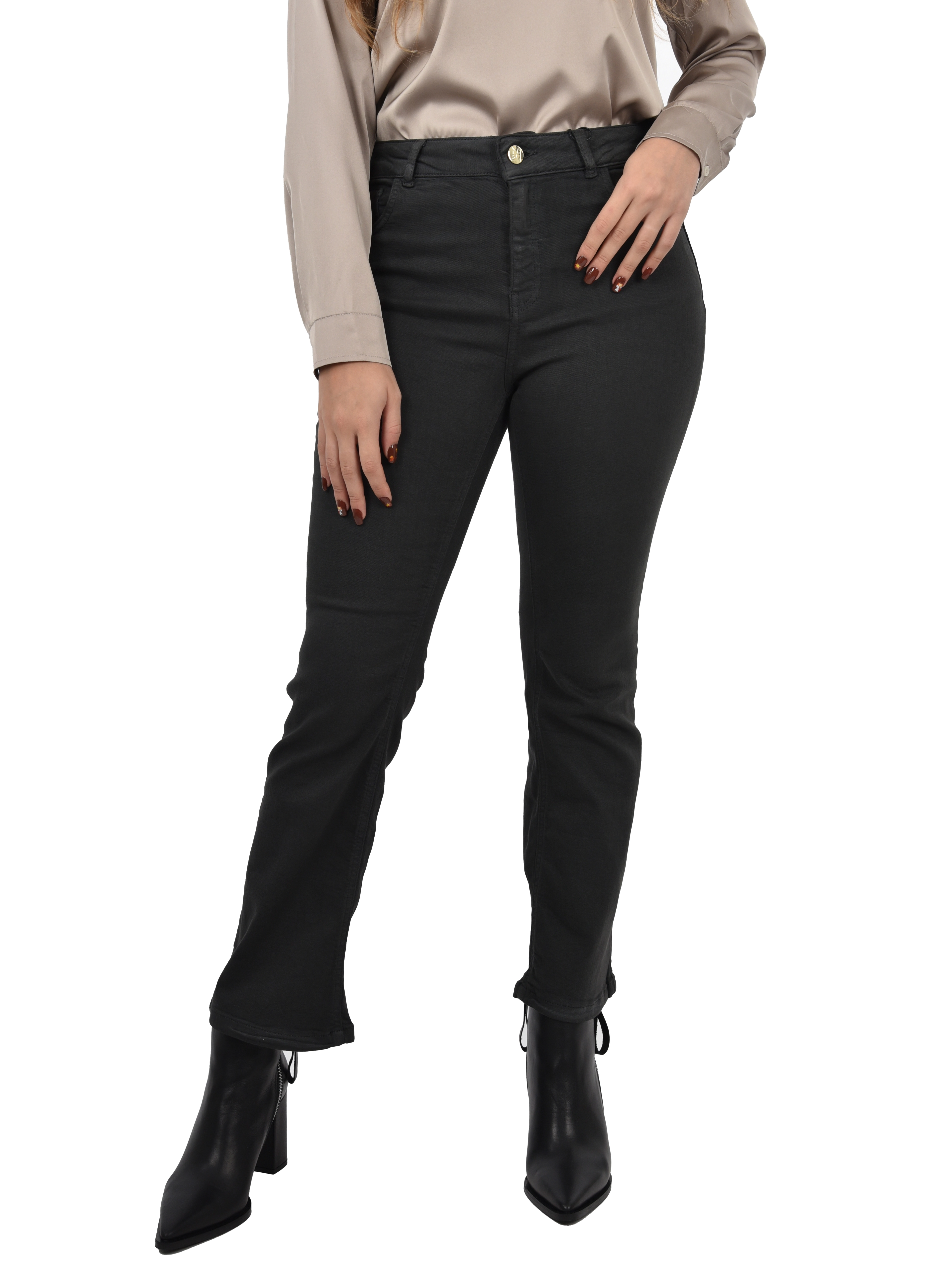 PANTALONI A ZAMPA FLARE ZIP NASCOSTA DONNA ANTRACITE