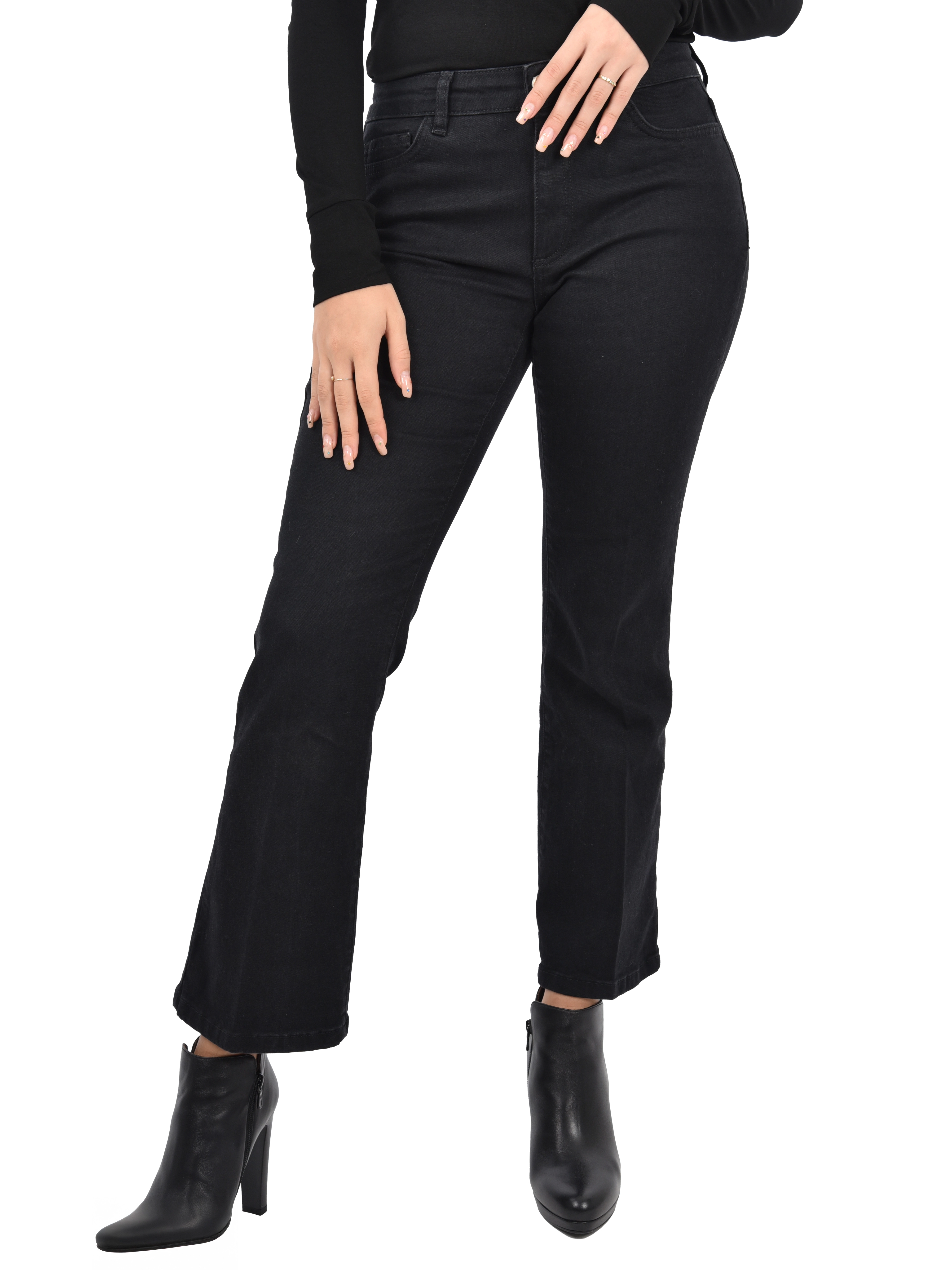 JEANS SLIM FIT CON FONDO FLARE DONNA NERO