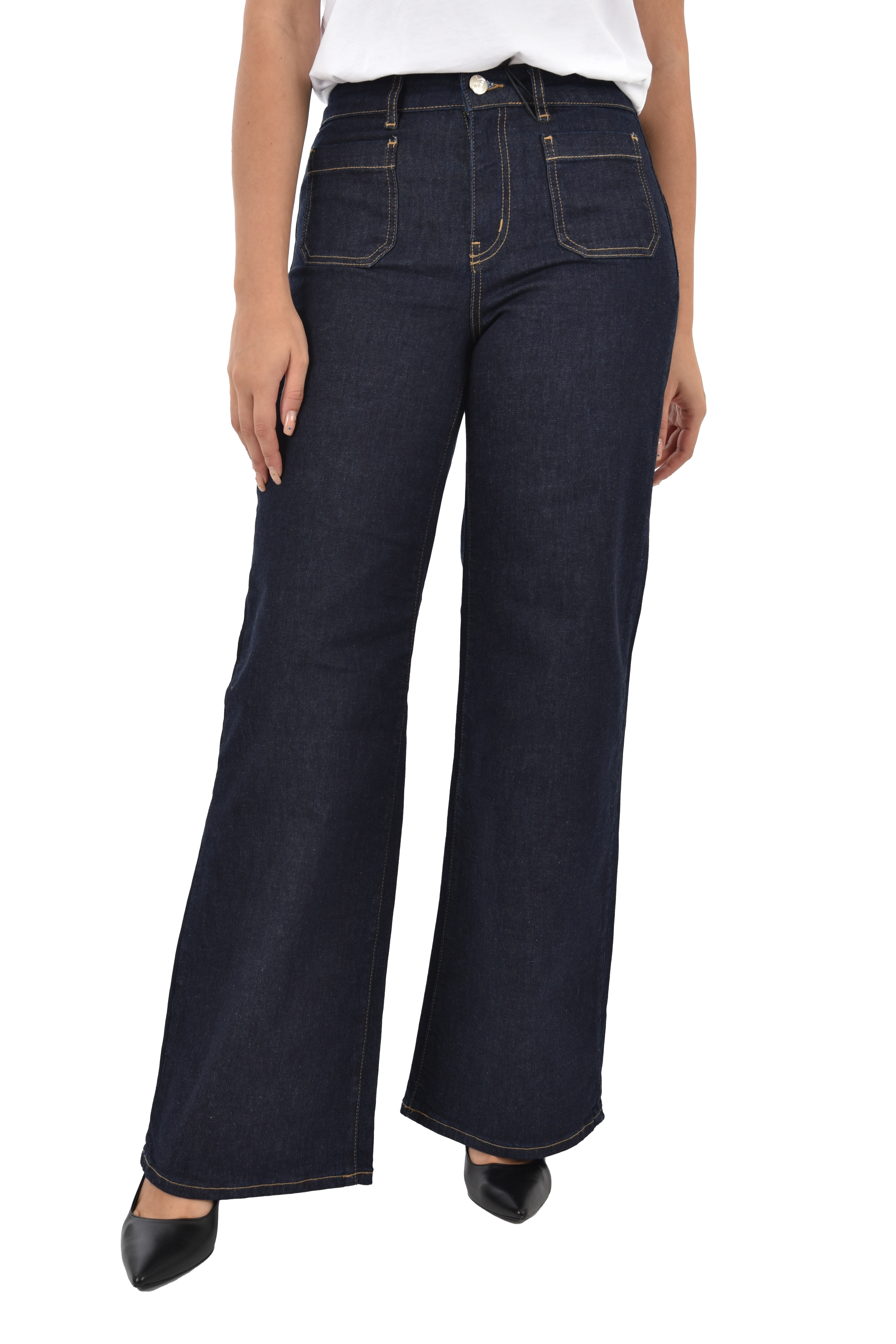 JEANS REGULAR CON BOTTONE PERSONALIZZATO DONNA BLU