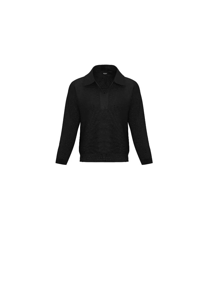 MAGLIA CON SCOLLO A V CON MANICHE A TRE QUARTI DONNA NERO