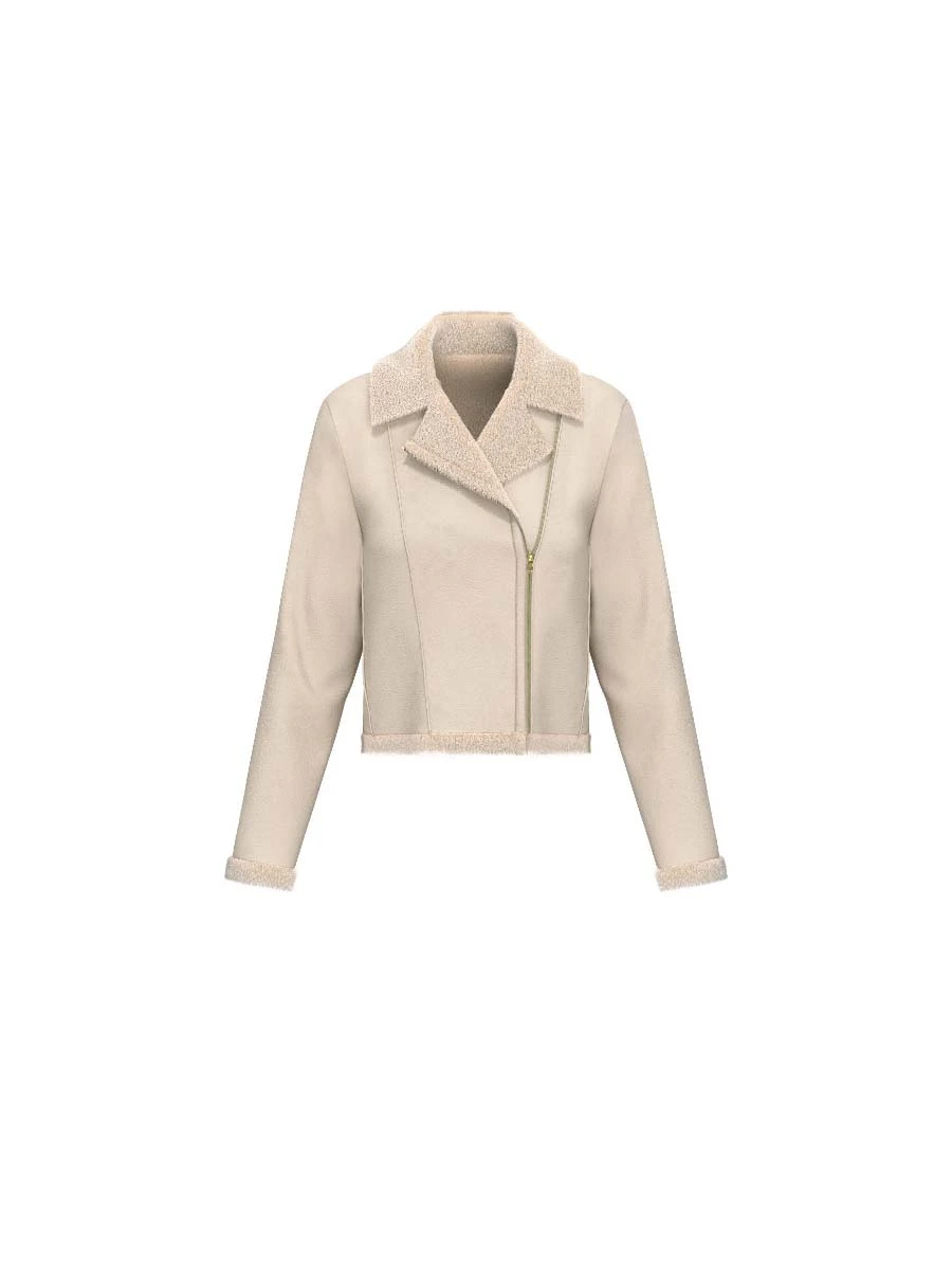 GIACCA CORTA IN JERSEY CON ZIP LATERALE DONNA BEIGE