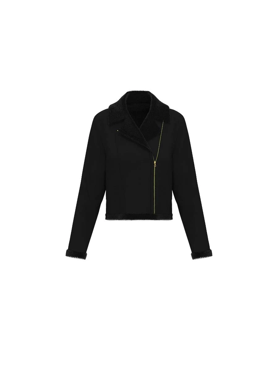 GIACCA CORTA IN JERSEY CON ZIP LATERALE DONNA NERO