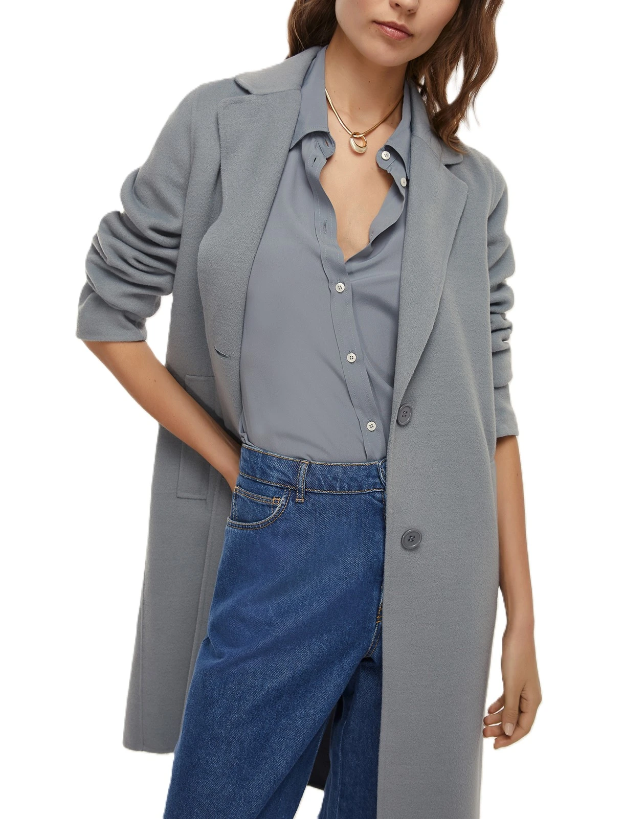 CAPPOTTO LUNGO DOUBLE FRINE DONNA AZZURRO