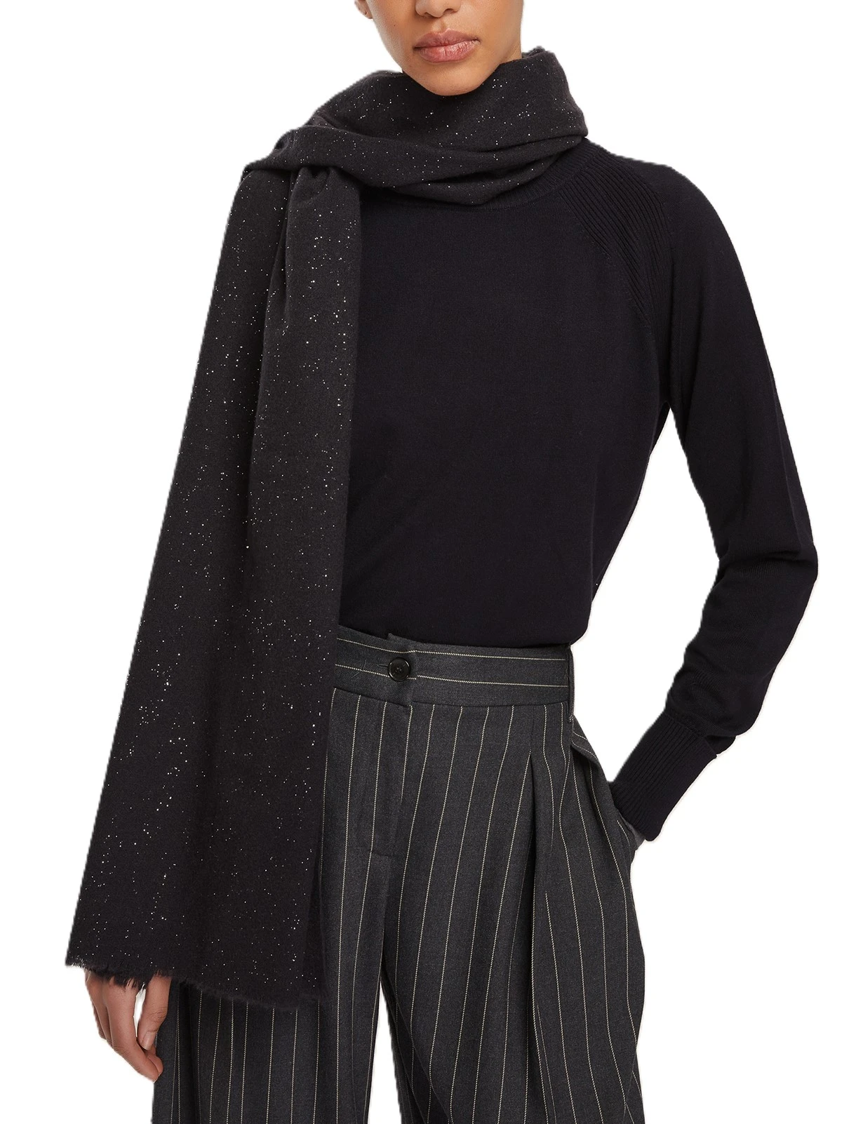 SCIARPA IN POLIESTERE RINVIO DONNA NERO