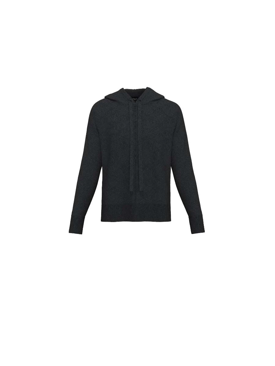 FELPA CON CAPPUCCIO IN MISTO LANA DONNA GRIGIO