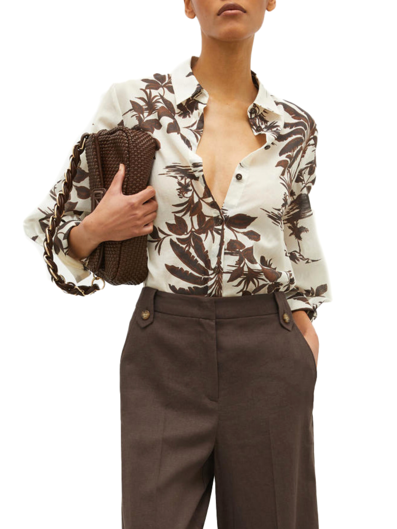 CAMICIA A FANTASIA IN MUSSOLA DI COTONE DONNA BIANCO