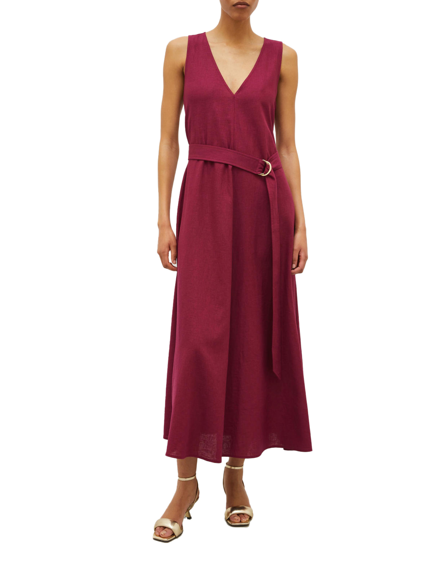 VESTITO LUNGO CON SCOLLO A V DONNA VIOLA