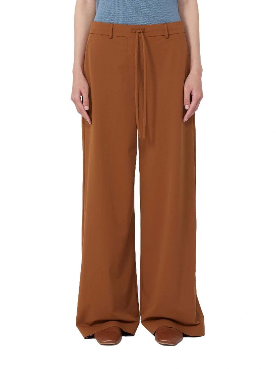 PANTALONI PALAZZO CON ELASTICO IN VITA DONNA CUOIO