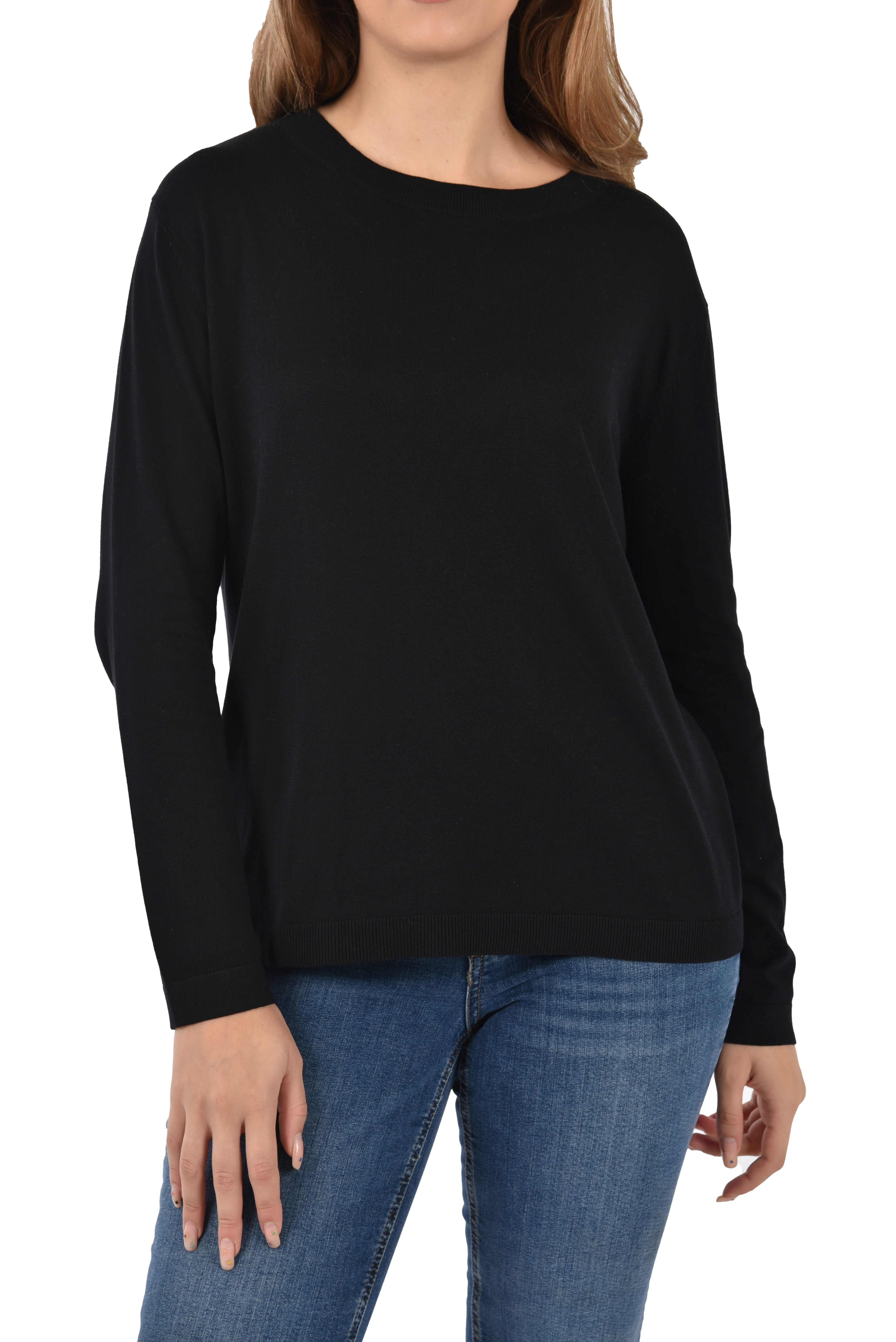 MAGLIA GIROCOLLO IN MISTO SETA DONNA NERO