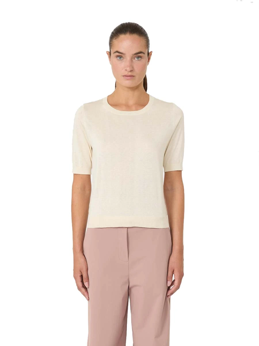 T-SHIRT MANICA CORTA IN COTONE GIROCOLLO DONNA BIANCO