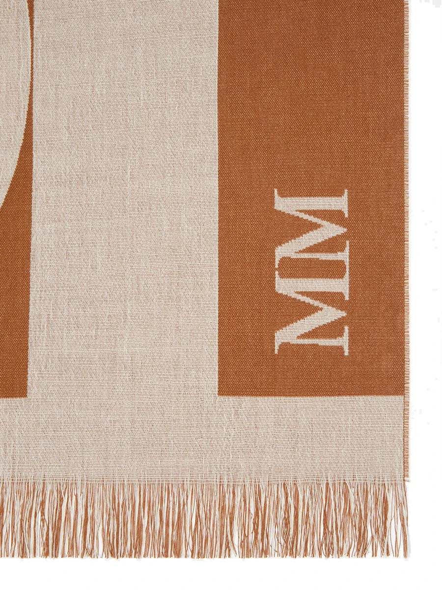 STOLA CON LOGO IN COTONE E LANA DONNA BIANCO