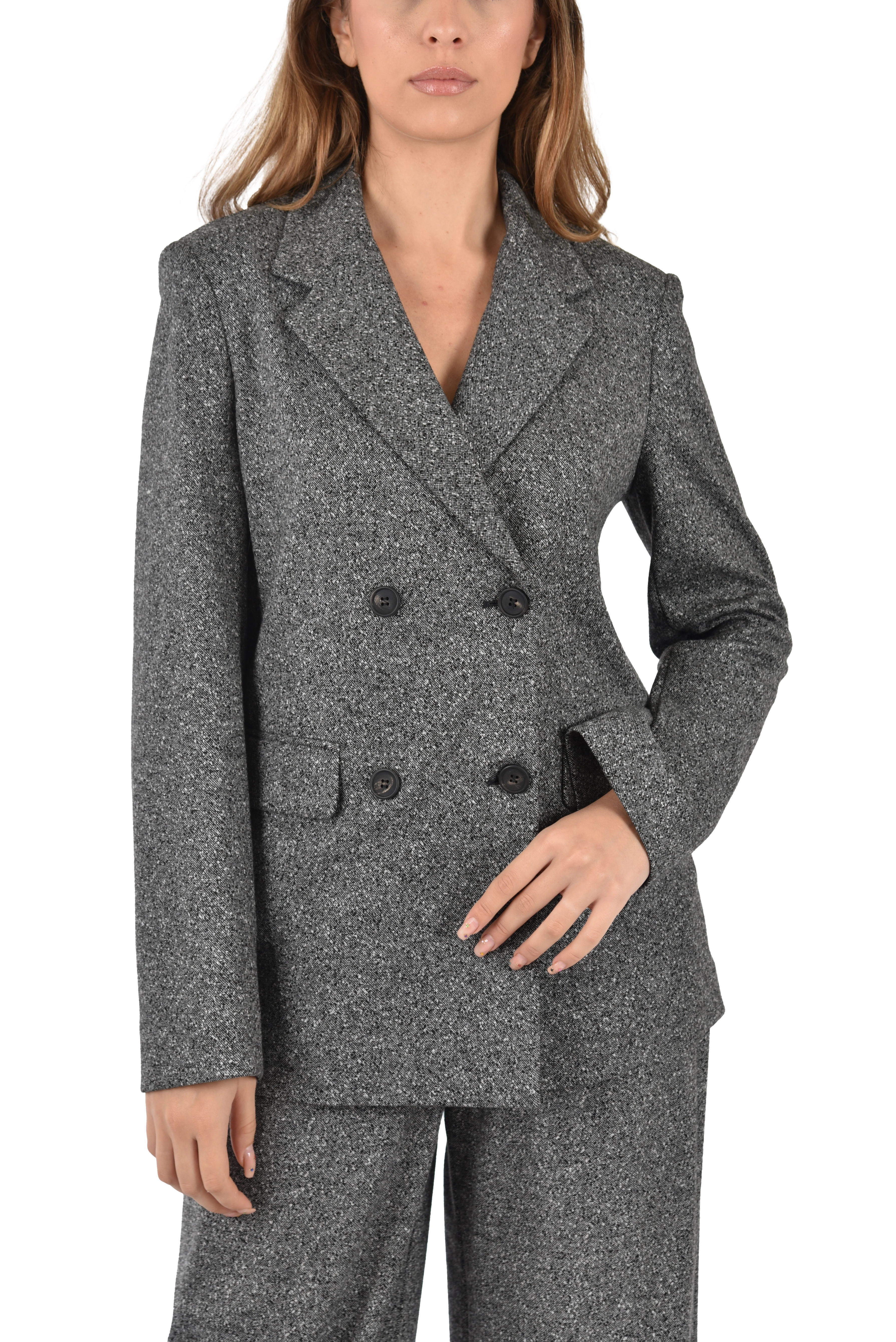GIACCA BLAZER DOPPIOPETTO IN JACQUARD DONNA GRIGIO