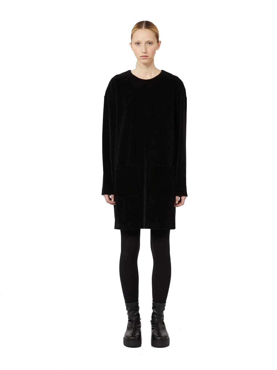VESTITO CORTO IN VELLUTO MISTO COTONE DONNA NERO