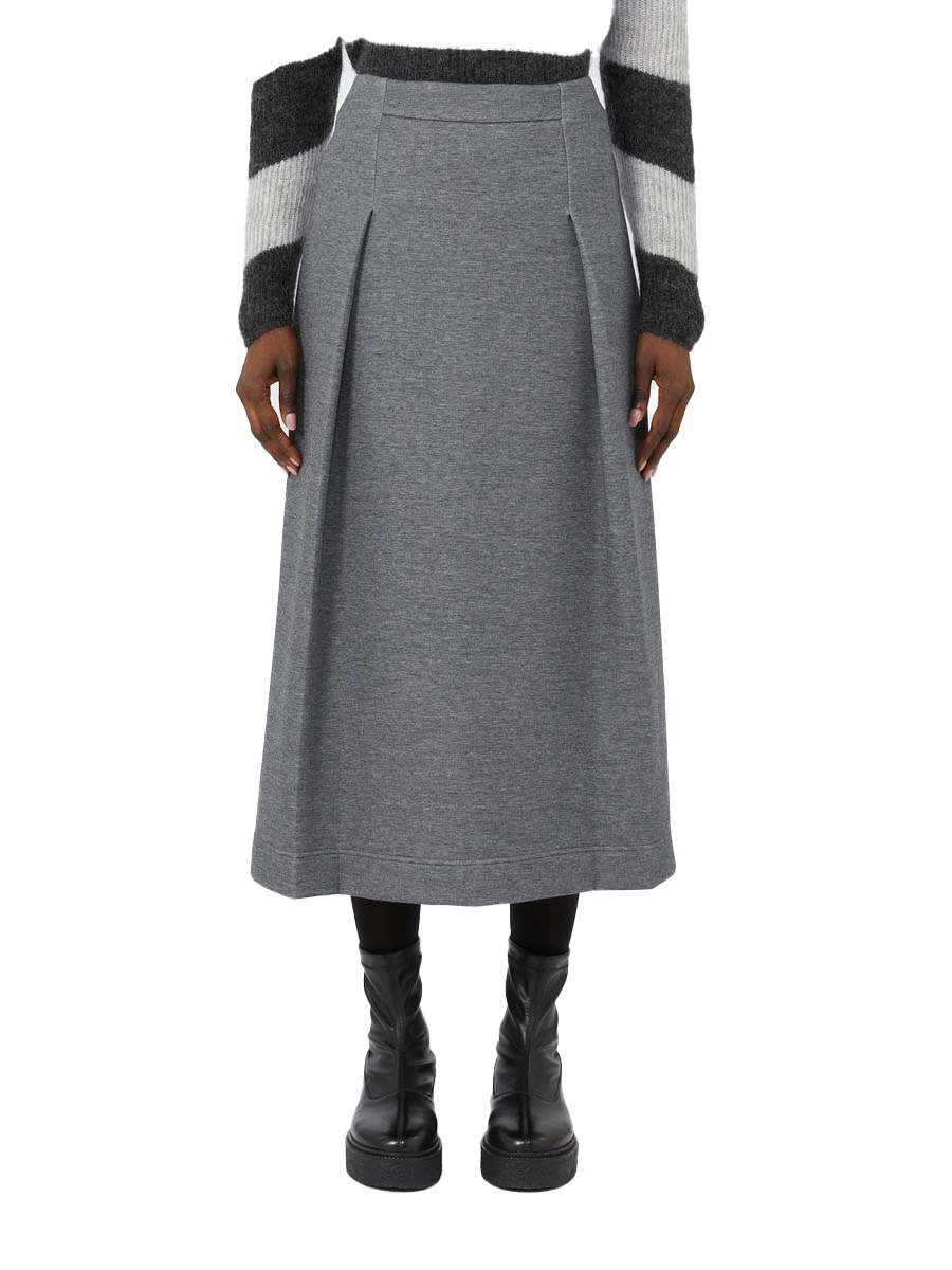 GONNA LUNGA IN JERSEY CON ZIP INVISIBILE DONNA GRIGIO