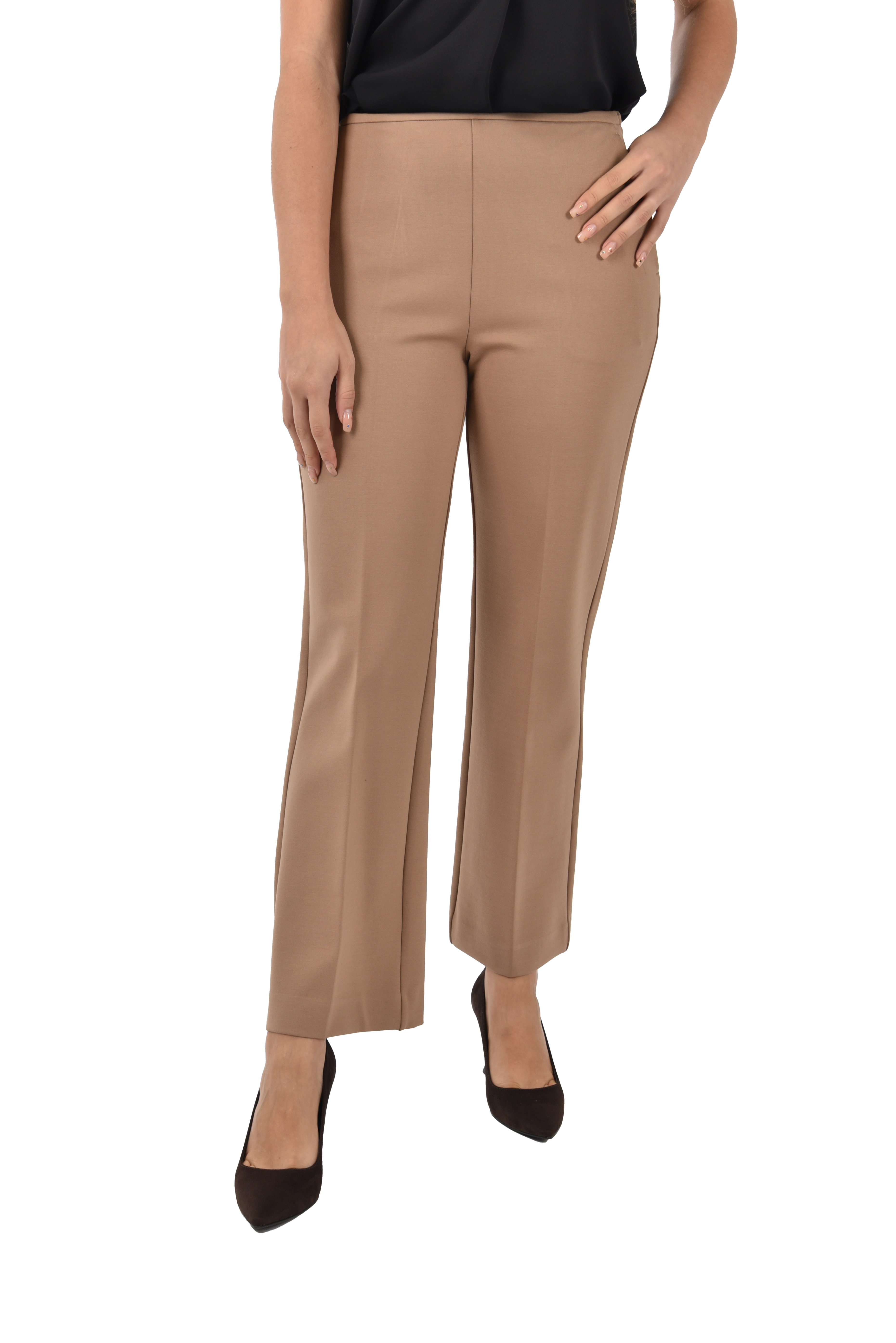 PANTALONI IN TESSUTO STRETCH DONNA MARRONE