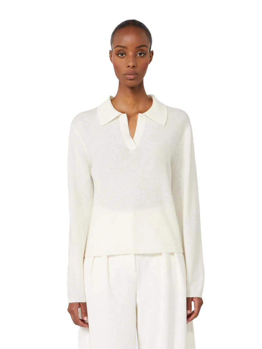 POLO MANICA LUNGA IN MISTO CASHMERE DONNA AVORIO