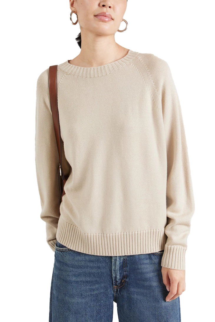 MAGLIA GIROCOLLO  CON BORDI RIFINITI DONNA BEIGE