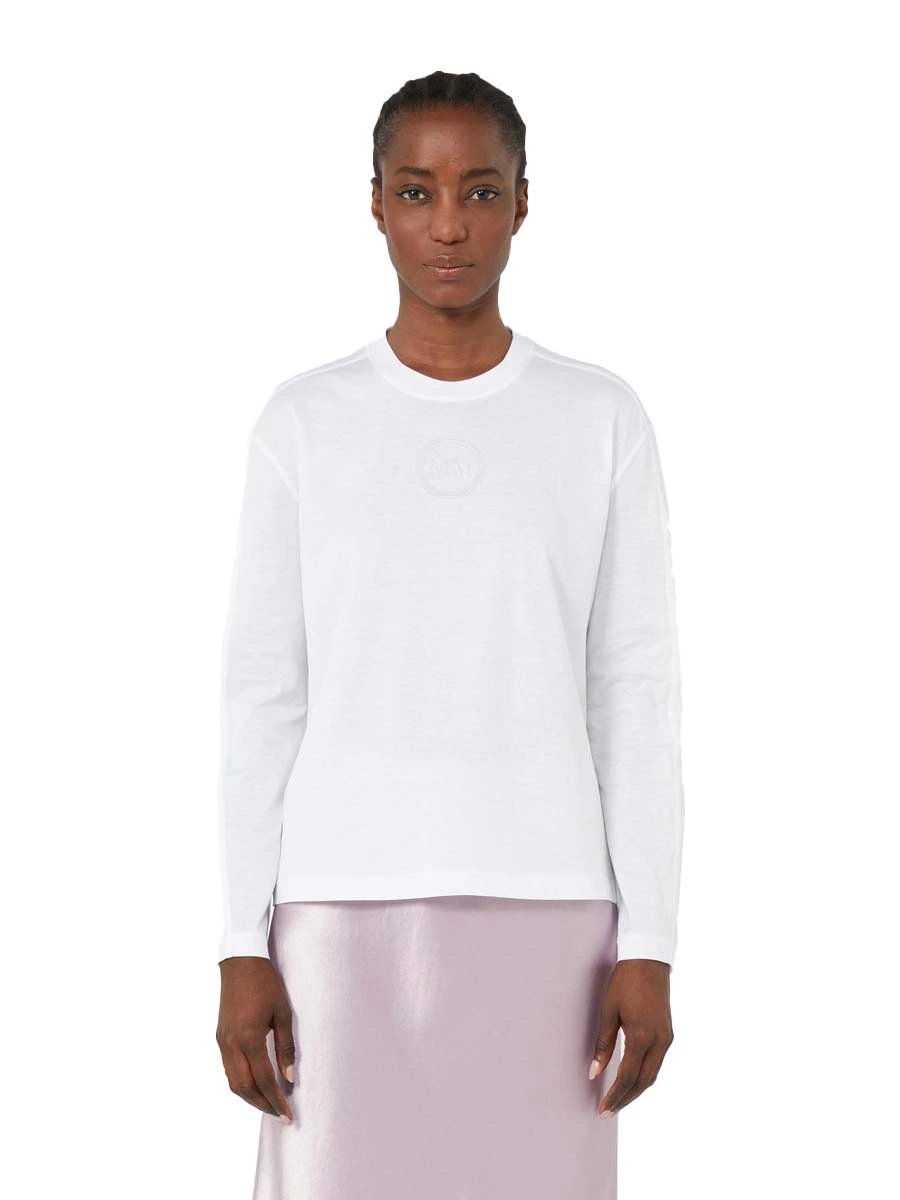 T-SHIRT MANICA LUNGA GIROCOLLO IN COTONE DONNA BIANCO