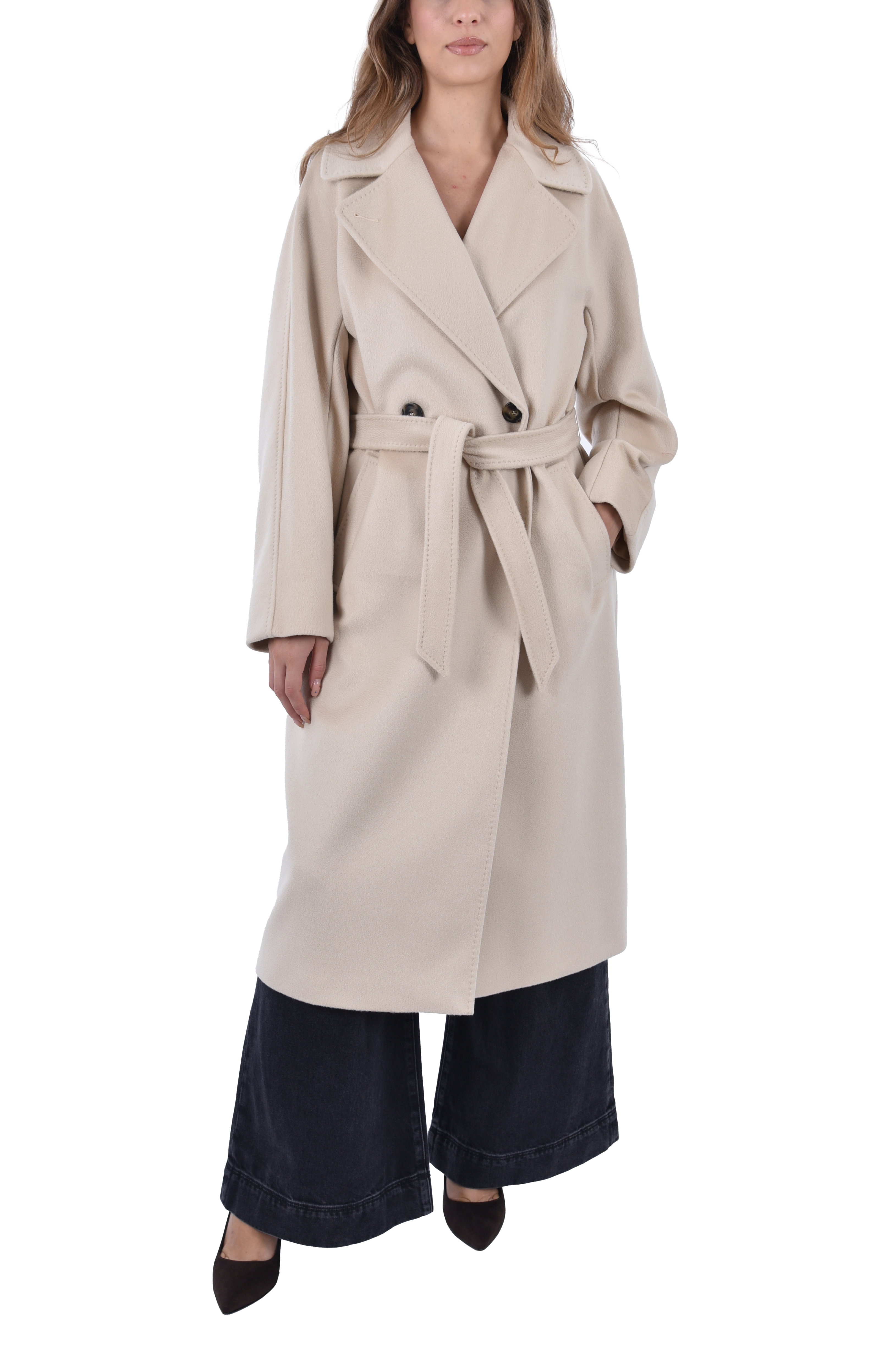 CAPPOTTO LUNGO COLLO A REVER AMPIO DONNA BIANCO