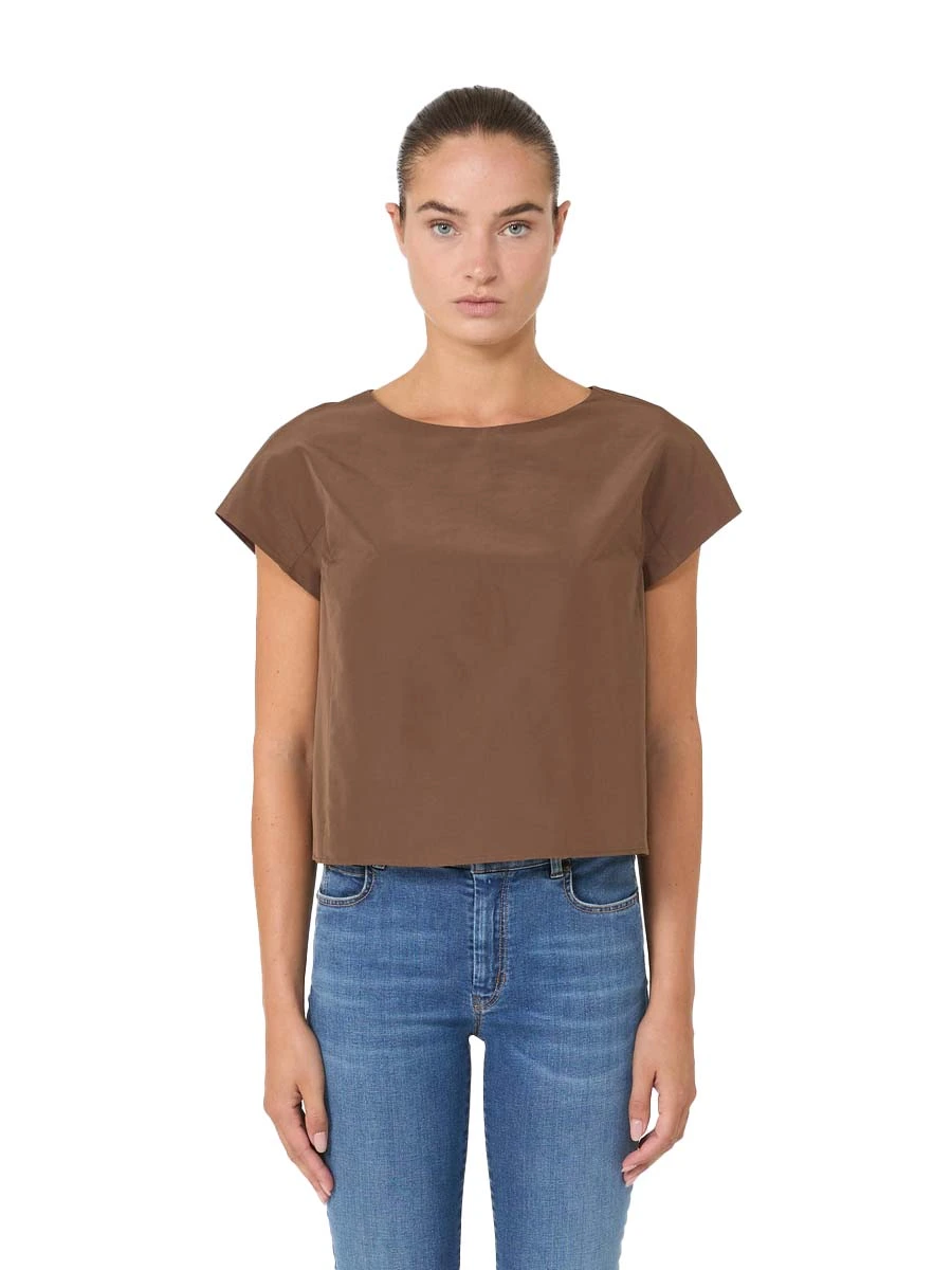 T-SHIRT MANICA CORTA MANICHE A KIMONO DONNA MARRONE