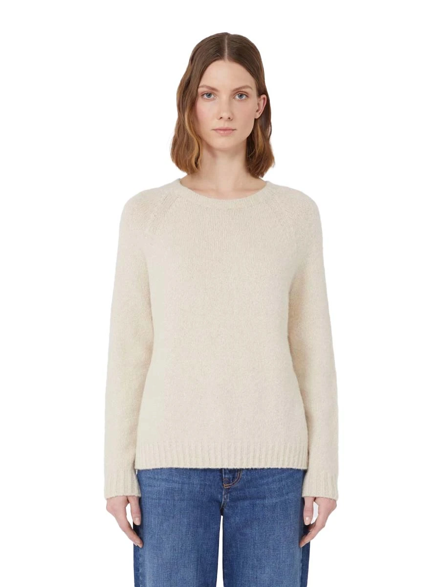 MAGLIA GIROCOLLO IN FILATO ALPACA E COTONE DONNA AVORIO