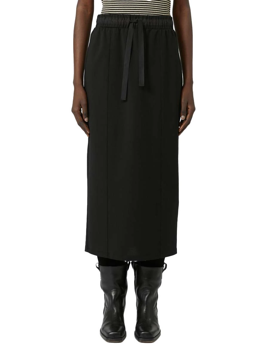 GONNA LUNGA IN JERSEY CON VITA ELASTICIZZATA DONNA NERO