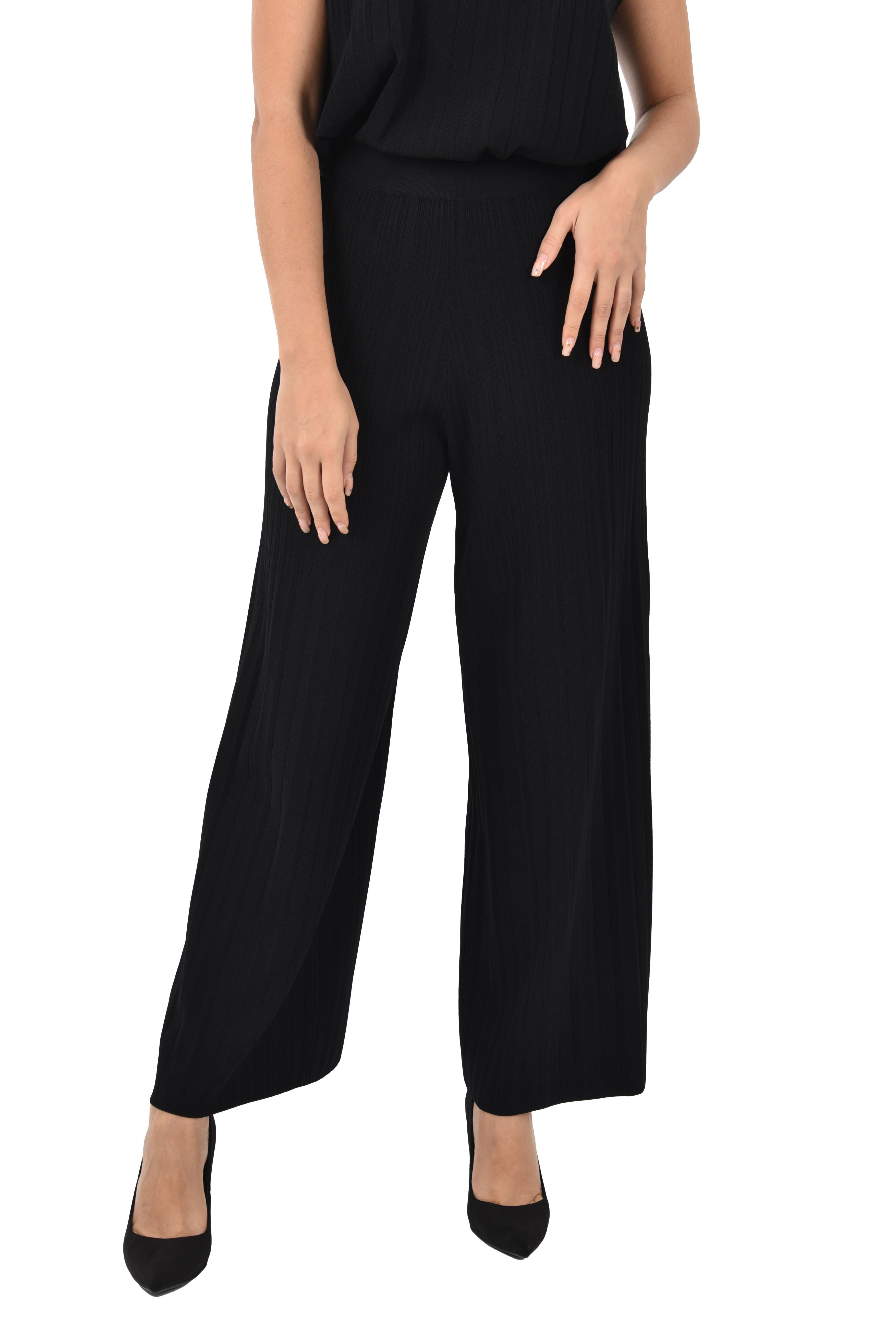 PANTALONI CROPPED PLISSETTATO DONNA NERO