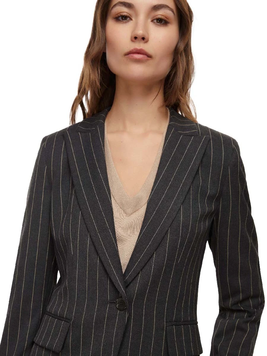 BLAZER IN TESSUTO DIAGONALE DONNA GRIGIO