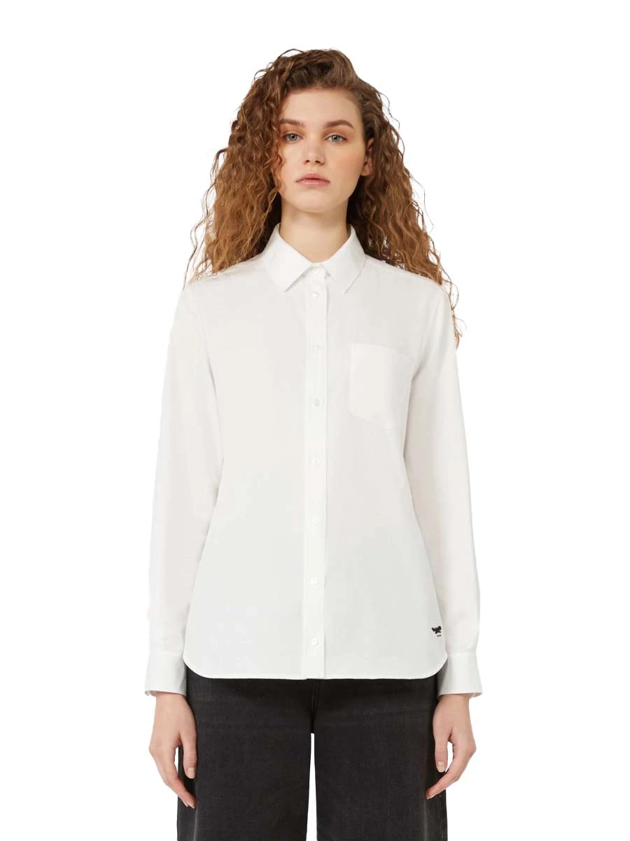 CAMICIA IN COTONE CON LOGO RICAMATO DONNA BIANCO