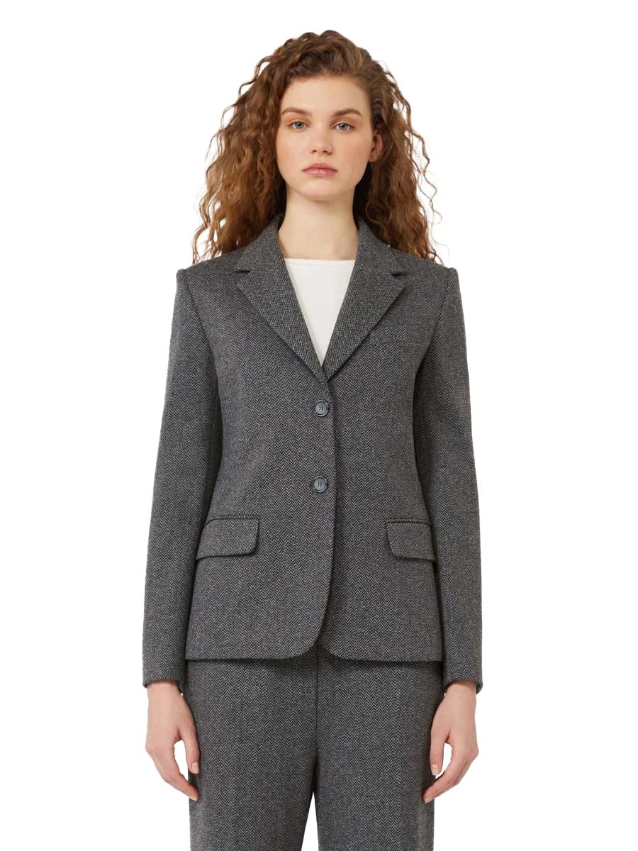 BLAZER IN JERSEY CON BOTTONI A VISTA E TASCHINO DONNA GRIGIO