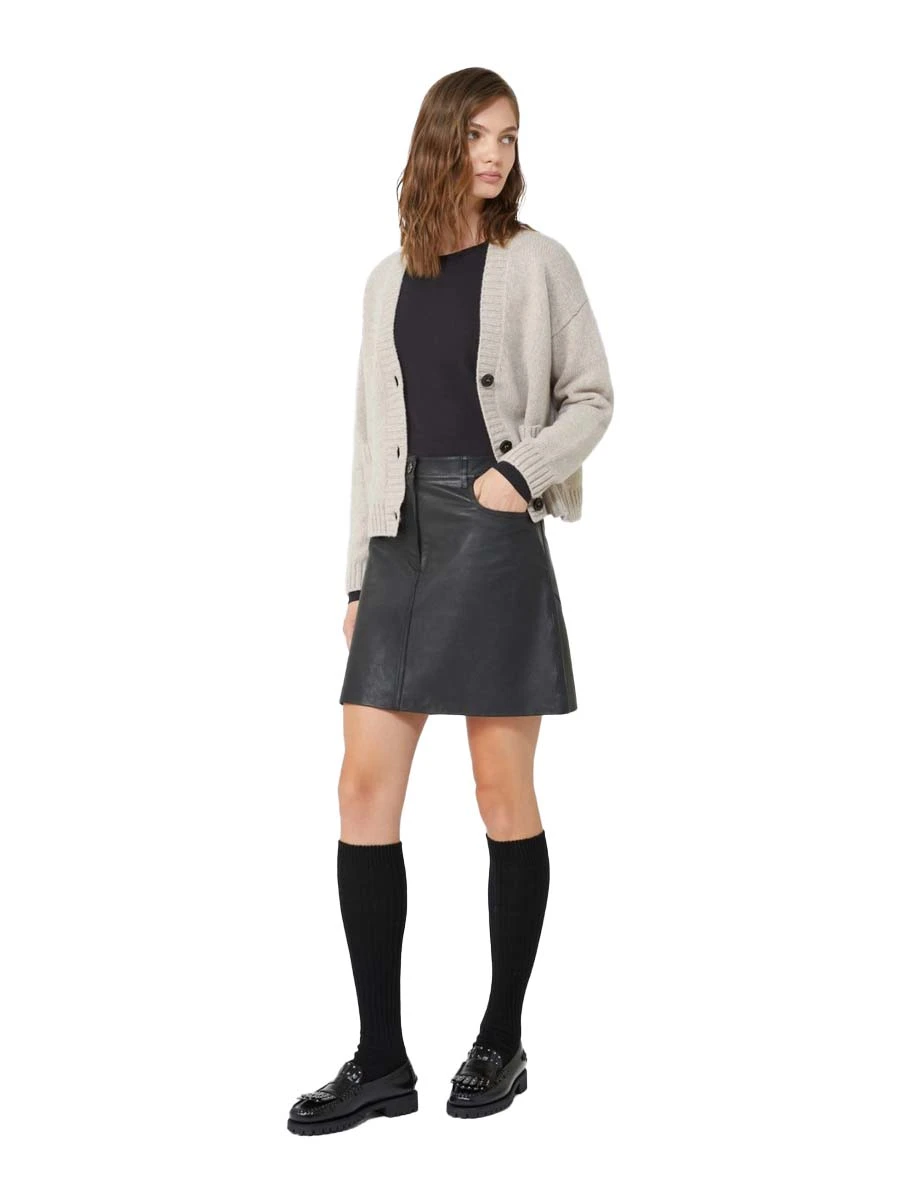 CARDIGAN CON SCOLLO A V E TASCHE APPLICATE DONNA BEIGE