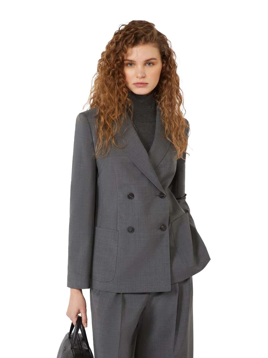 BLAZER DOPPIO PETTO IN LANA DONNA GRIGIO