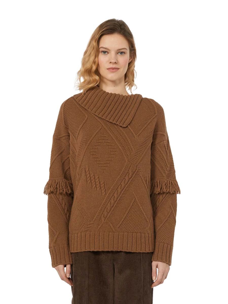 MAGLIA GIROCOLLO IN  MORBIDA LANA DONNA MARRONE