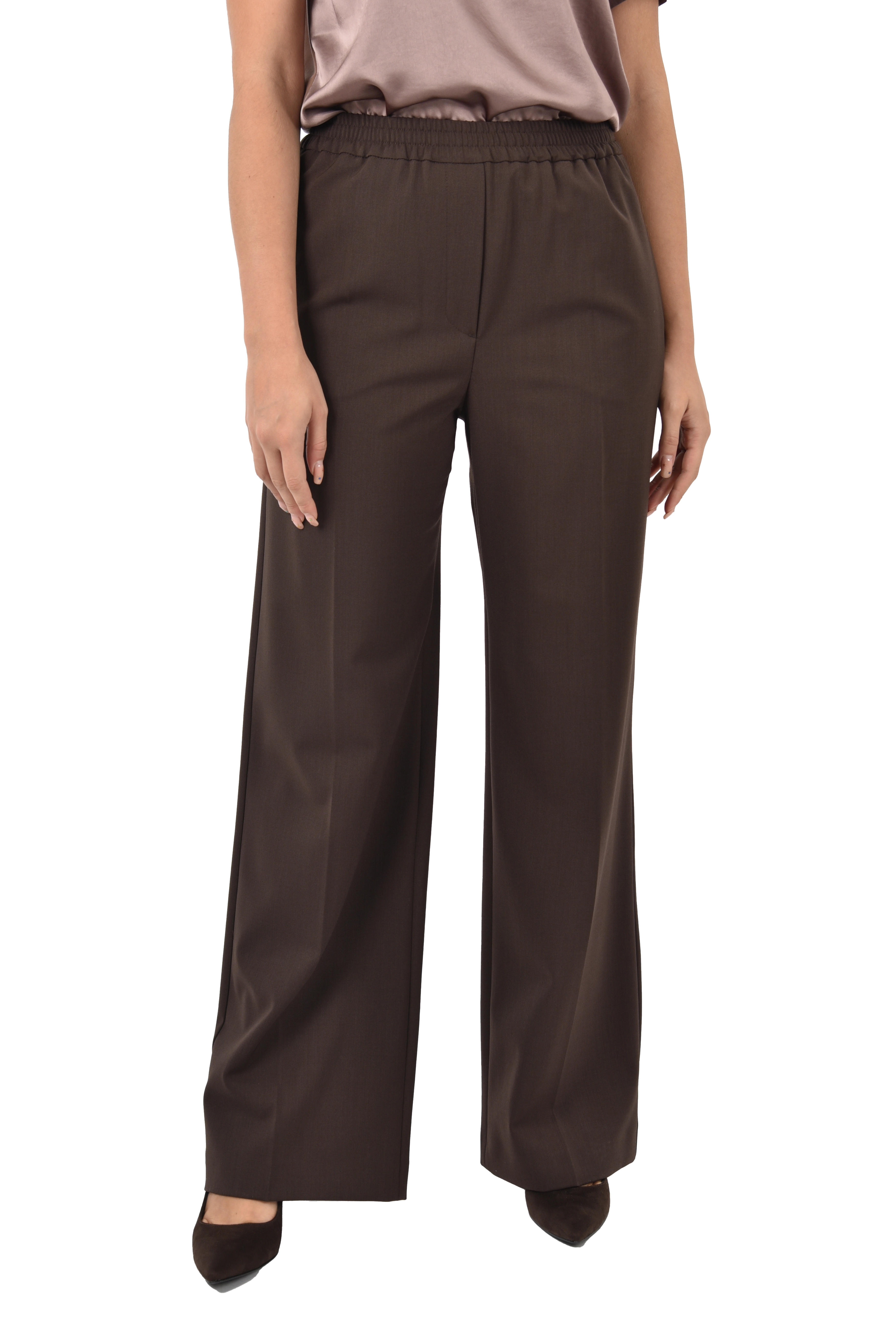 PANTALONI JOGGERS IN GABARDINA DONNA MARRONE