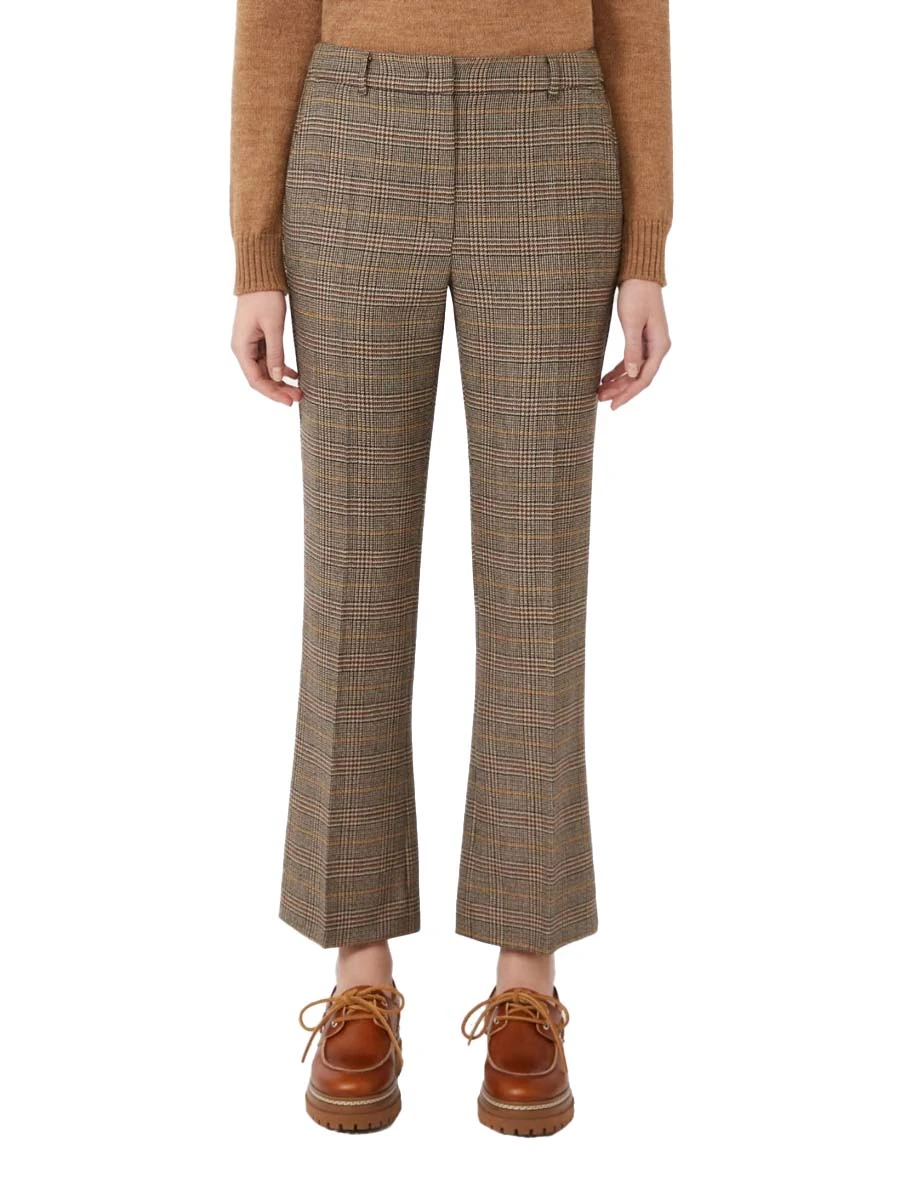 PANTALONI CROPPED IN LANA DONNA MARRONE