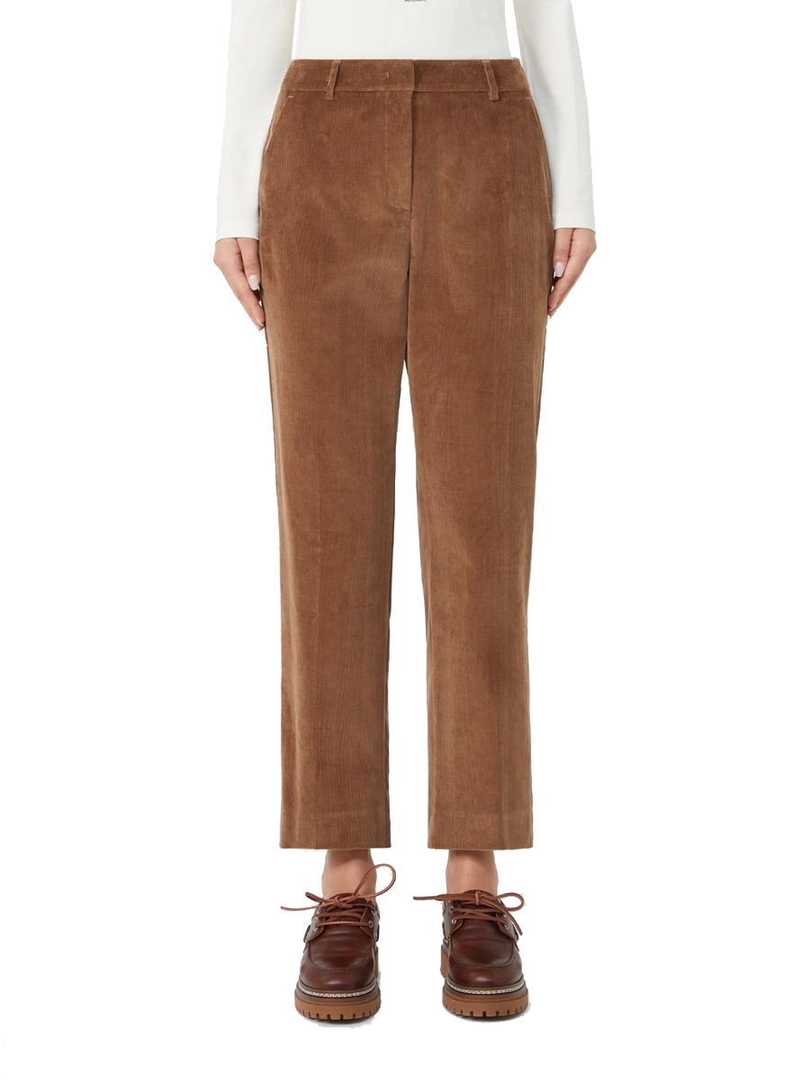 PANTALONI CROPPED IN VELLUTO DONNA MARRONE