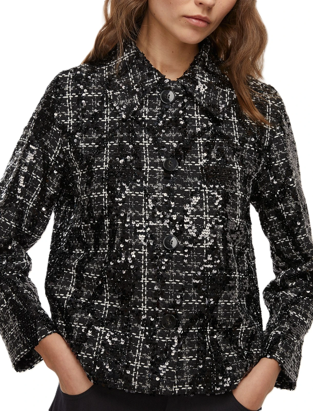 GIACCA CORTA FILO RICAMO FRANK DONNA NERO