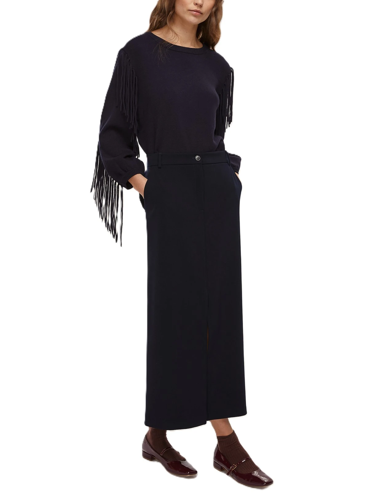 GONNA LUNGA IN POLIESTERE IUTA DONNA BLU