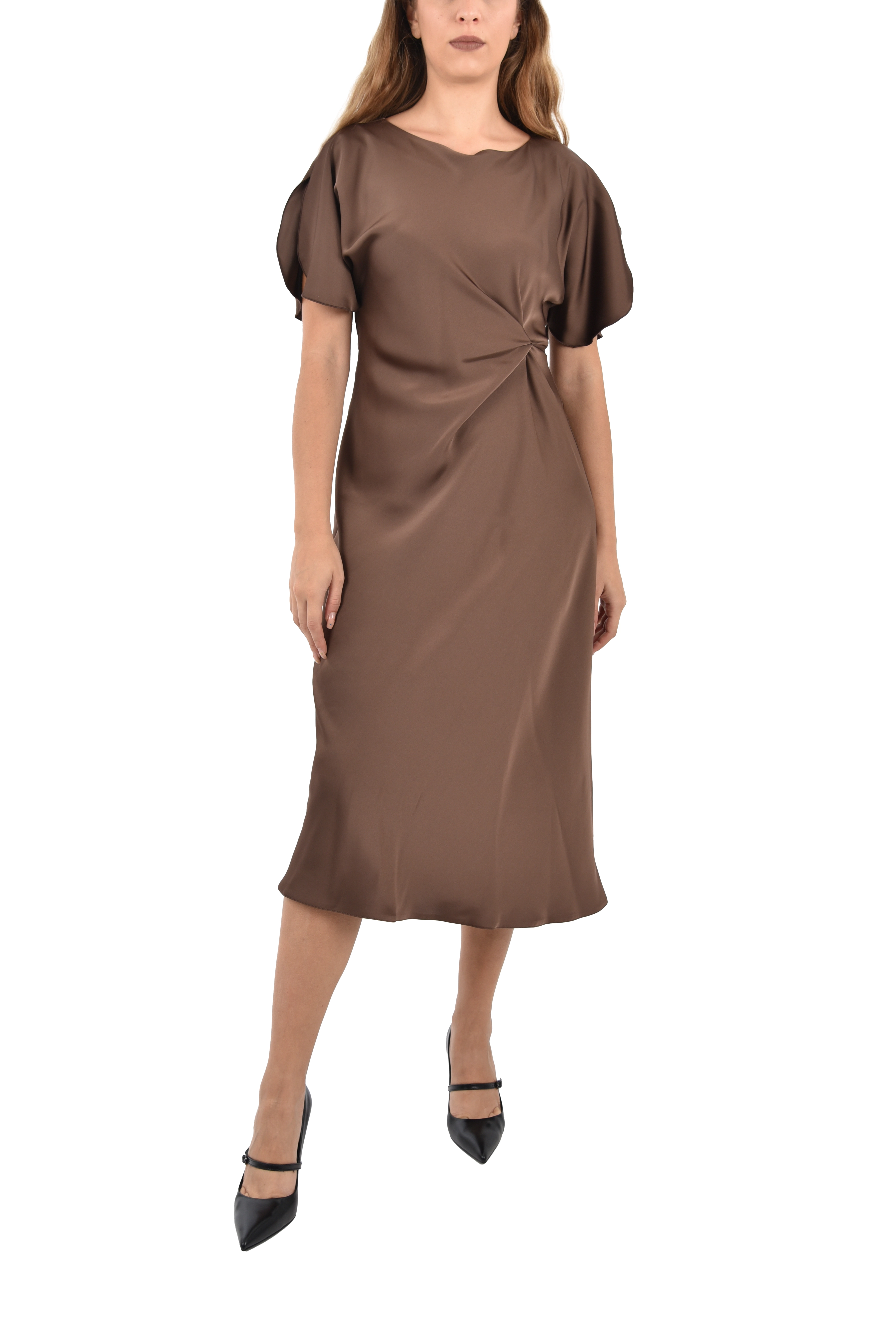 VESTITO LUNGO SEMIADERENTE DONNA MARRONE