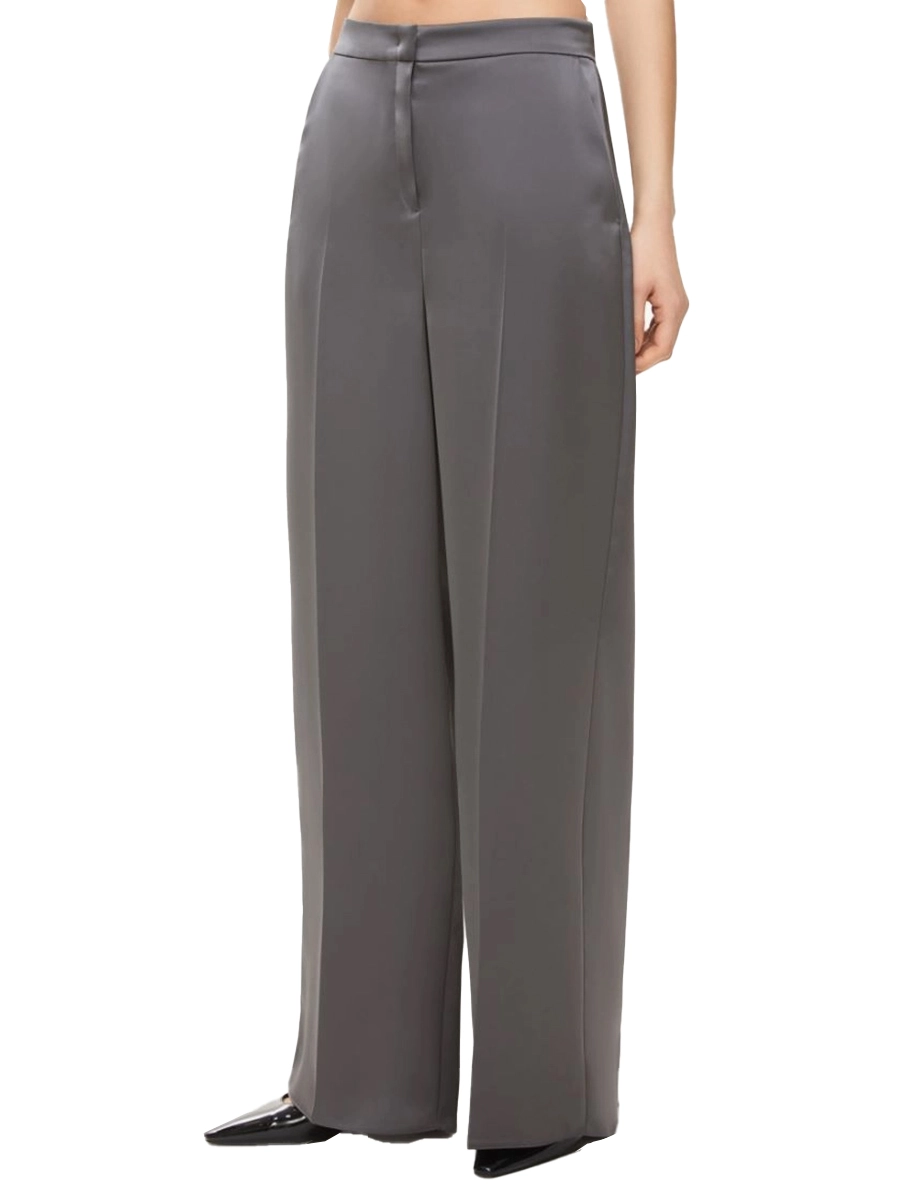 PANTALONE PALAZZO IN RASO SANDALO DONNA GRIGIO