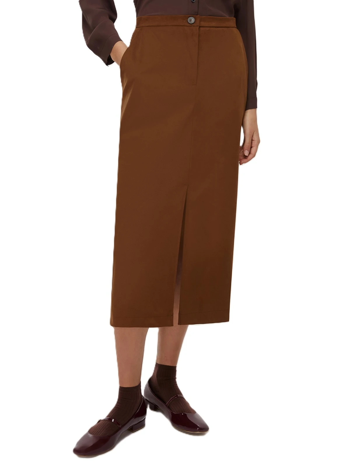 GONNA LUNGA JERSEY DRITTO DONNA MARRONE
