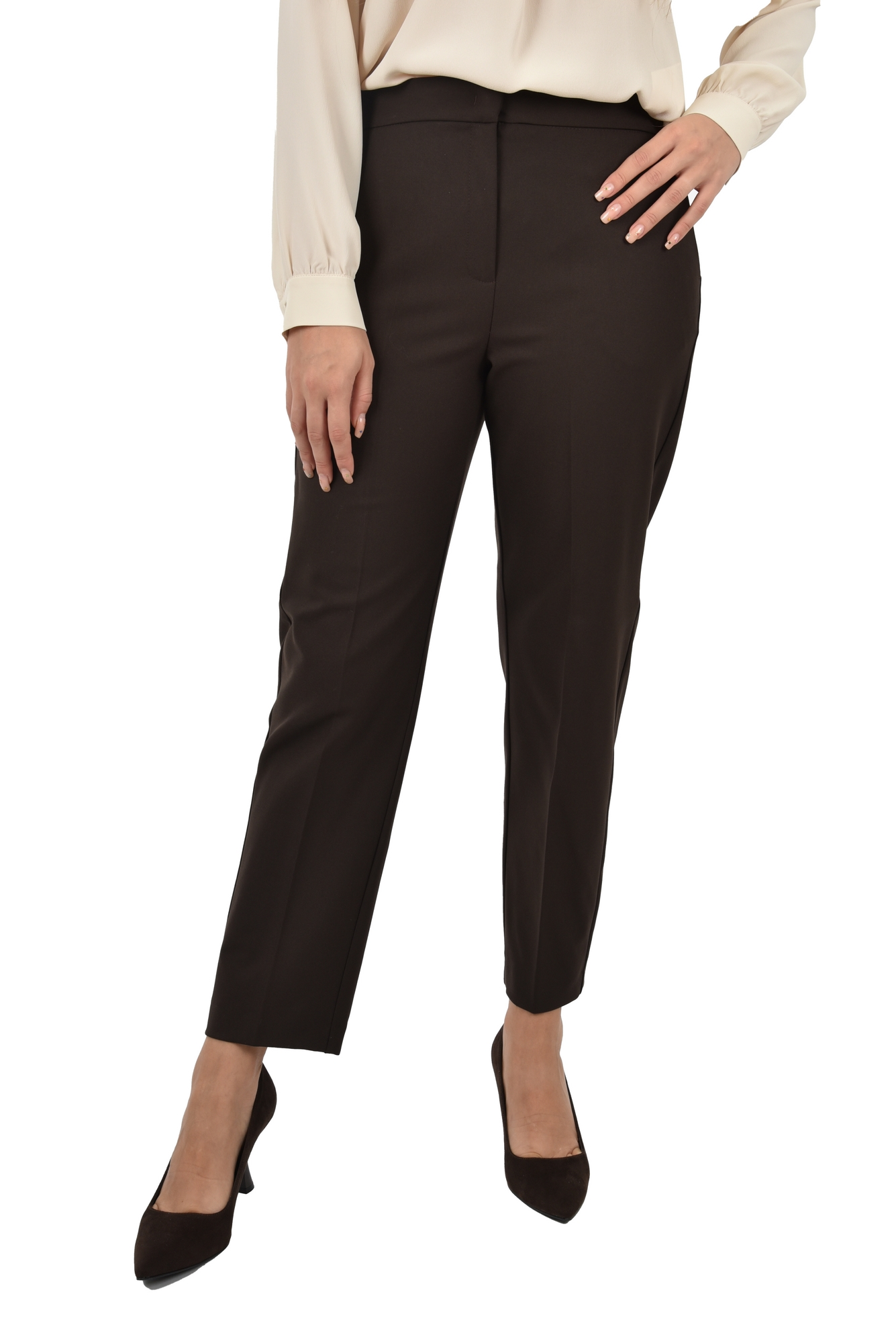 PANTALONE CHINO CON ELASTICO POSTERIORE DONNA MARRONE