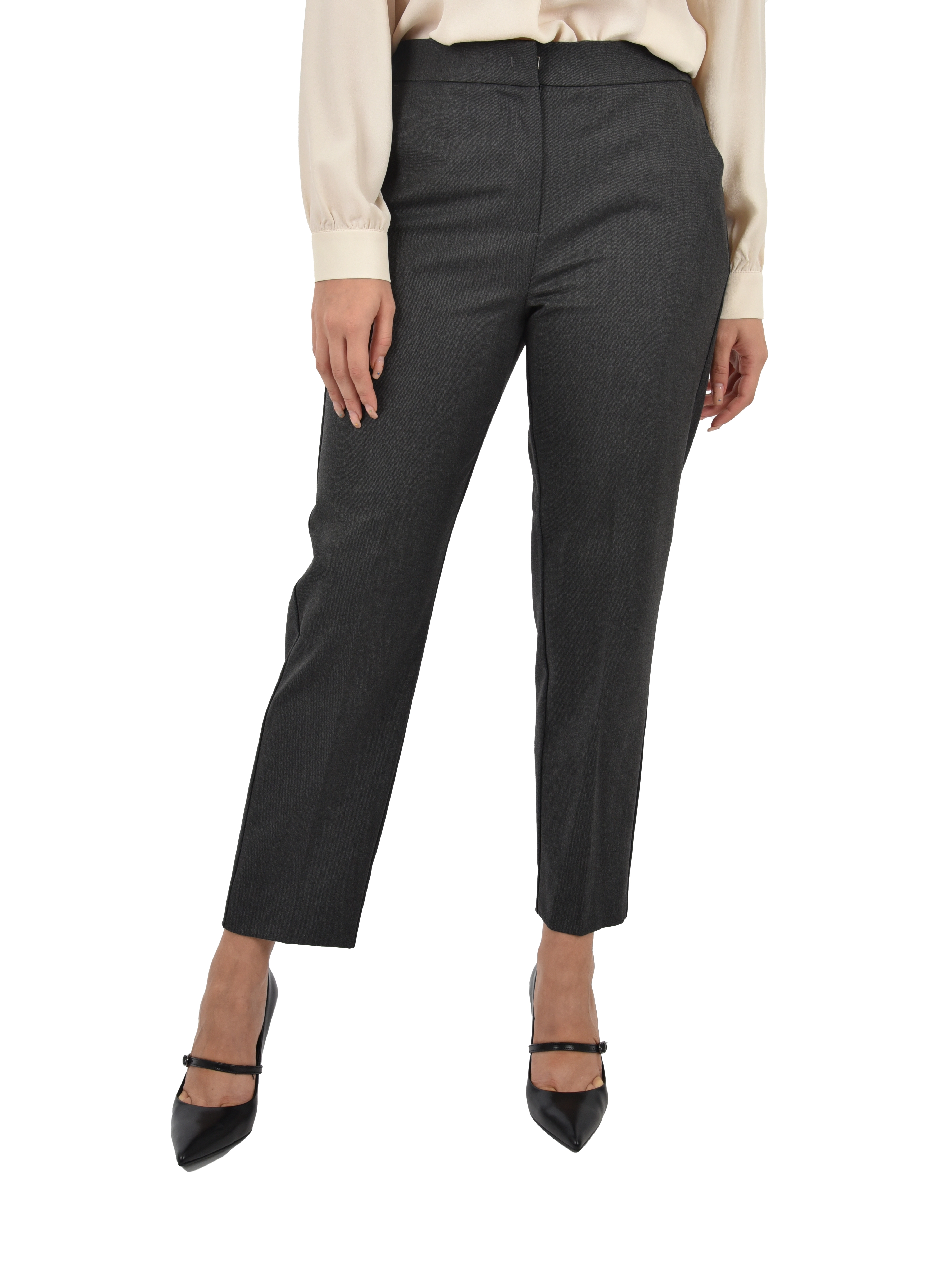 PANTALONE CHINO CON CHIUSURA CON ZIP NASCOSTA E GANCIO DONNA NERO