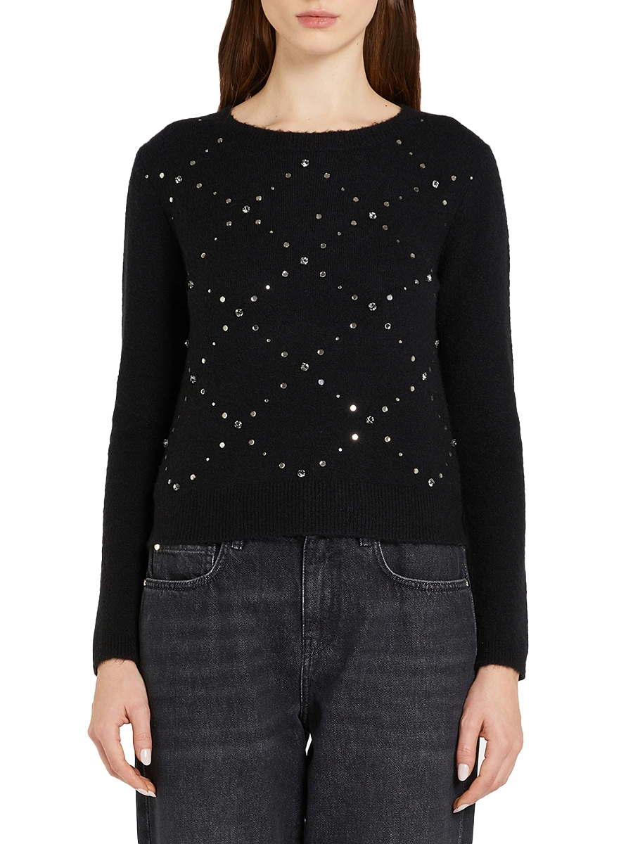 MAGLIA GIROCOLLO CON DECORAZIONI LUCIANA DONNA NERO