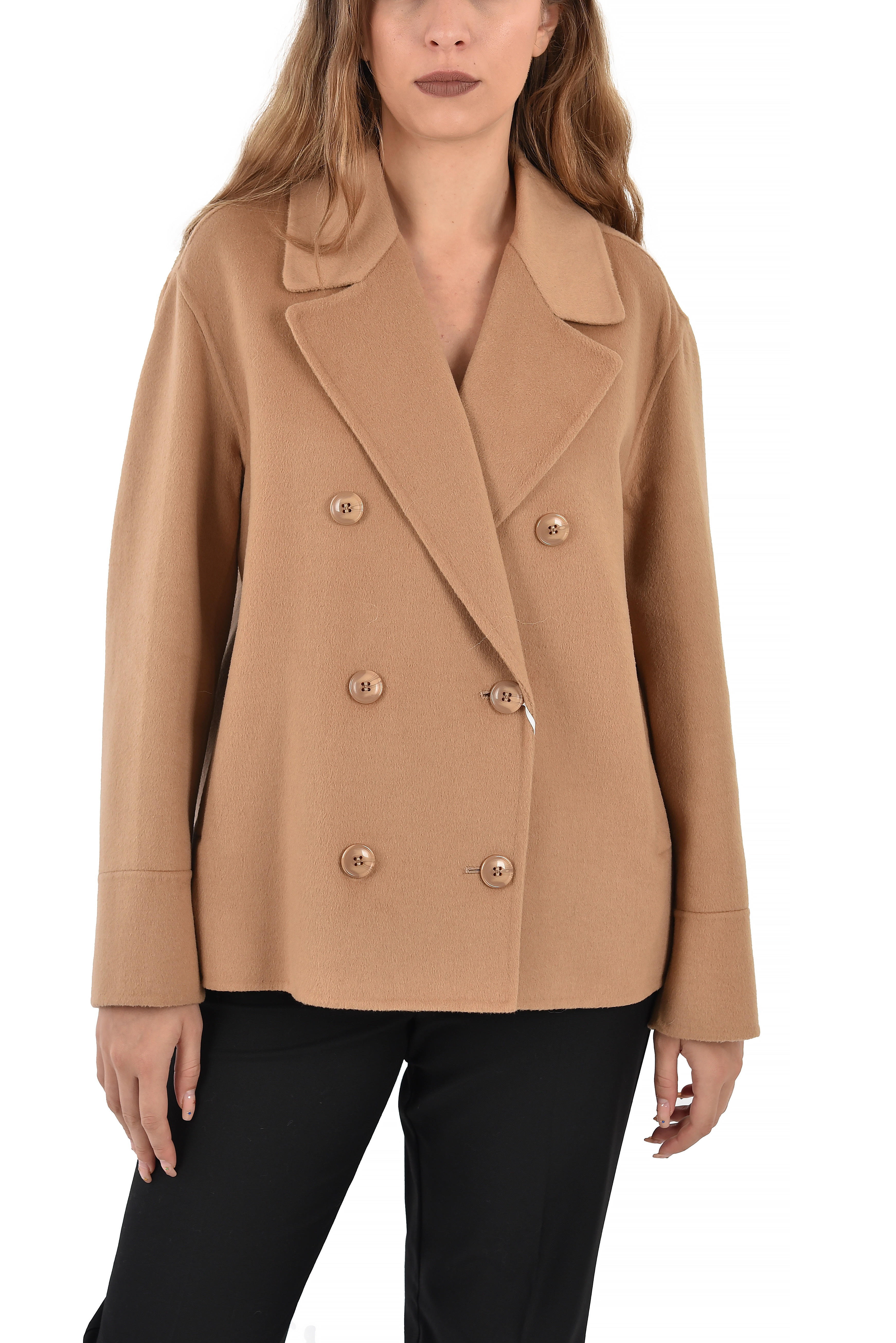 CAPPOTTO CORTO DOPPIOPETTO IN LANA  DONNA MARRONE