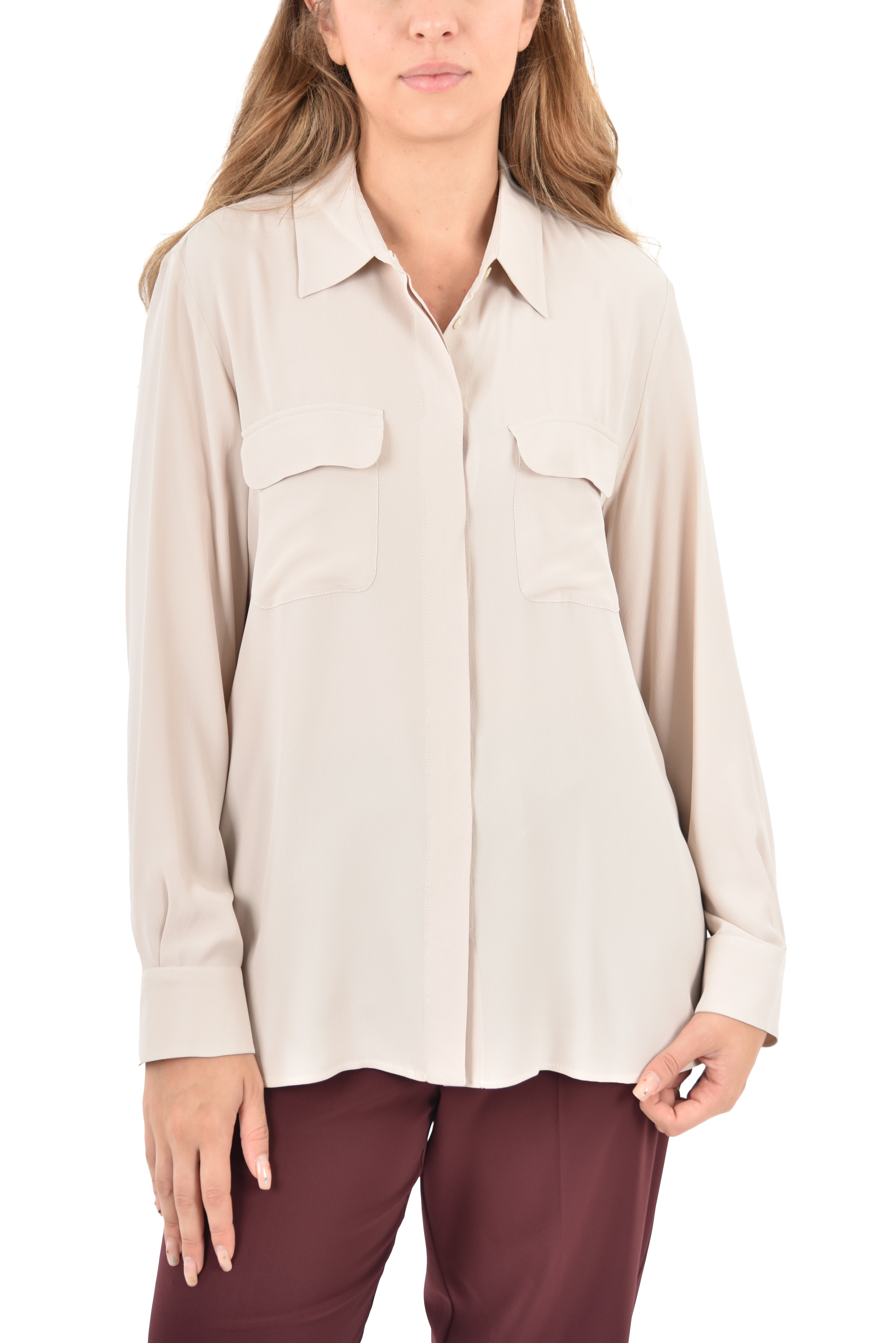 CAMICIA CON TASCHE IN MISTO SETA DONNA BIANCO