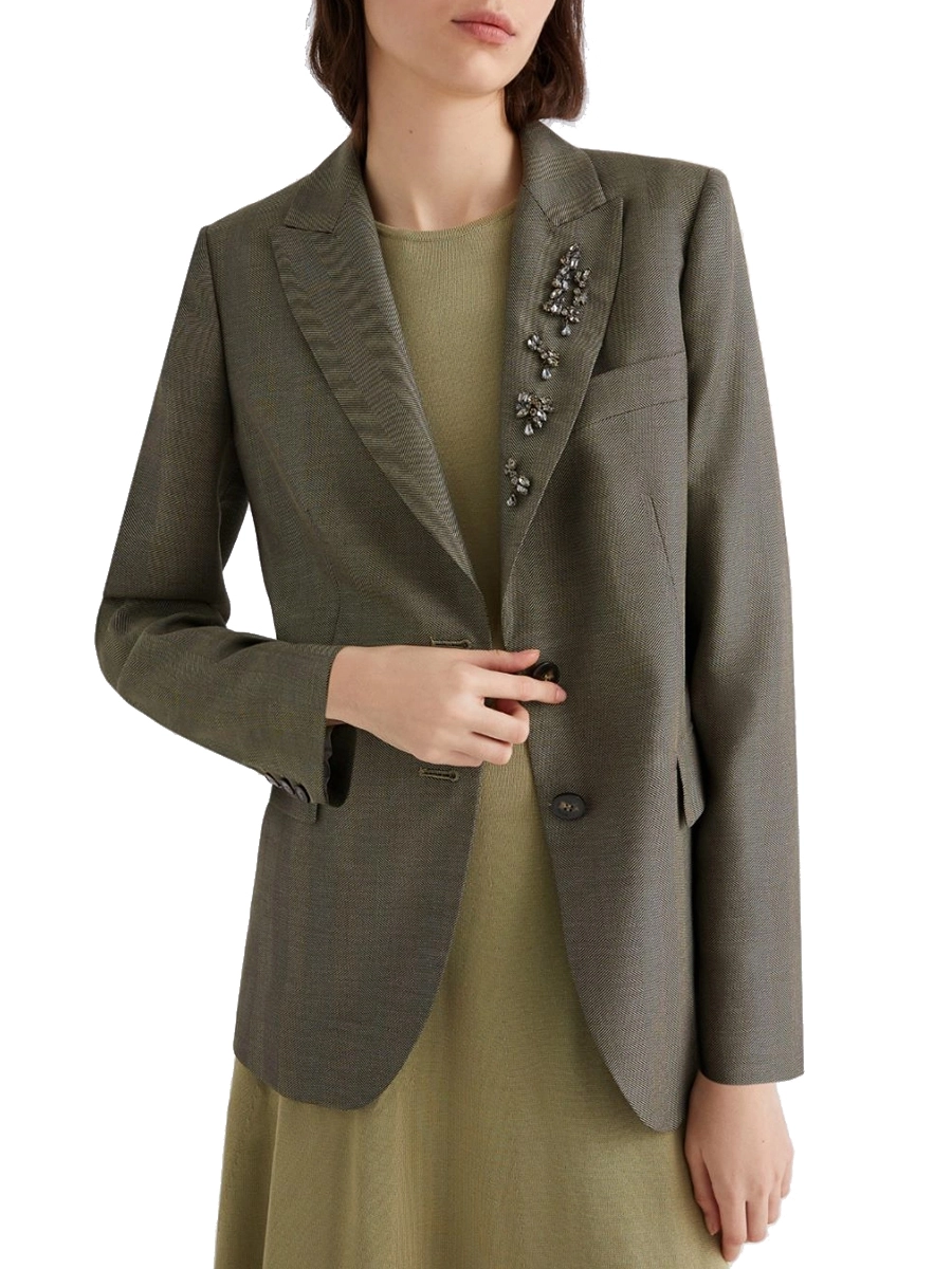 GIACCA BLAZER IN LANA CON DECORAZIONI IMPACT DONNA VERDE