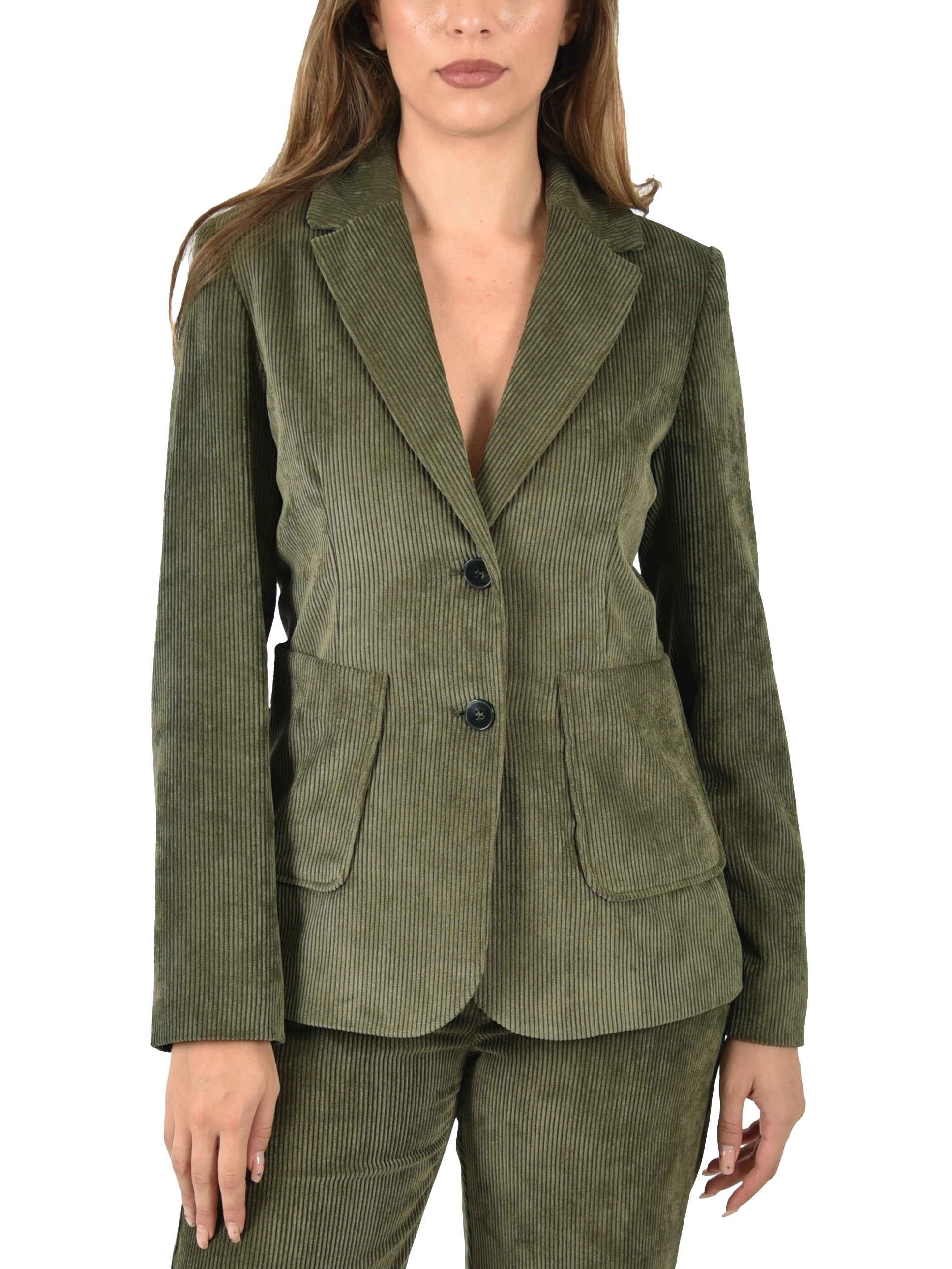BLAZER IN VELLUTO A COSTE DONNA VERDE