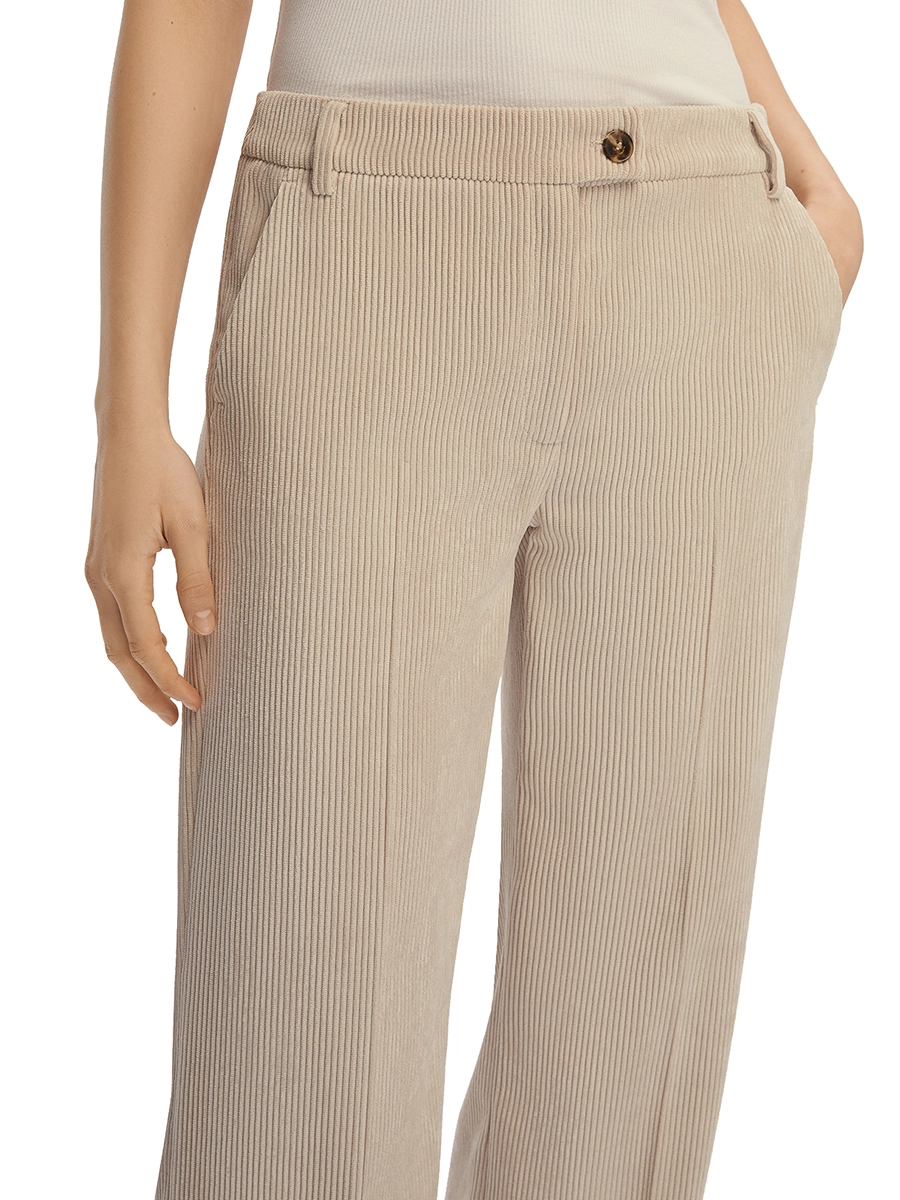 PANTALONI PALAZZO IN VELLUTO A COSTE CON BOTTONE A VISTA DONNA BEIGE