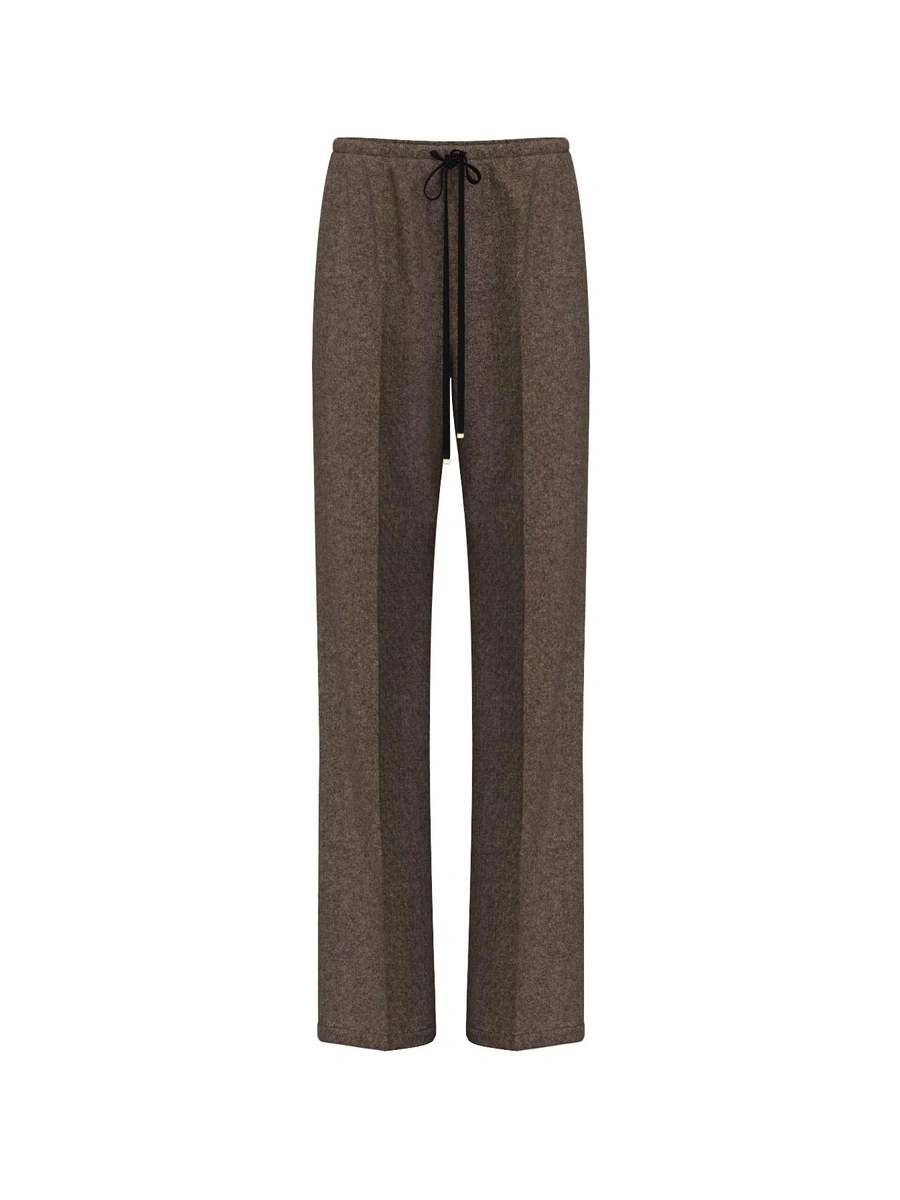 PANTALONI JOGGERS IN FLANELLA CON COULISSE REGOLABILE DONNA MARRONE